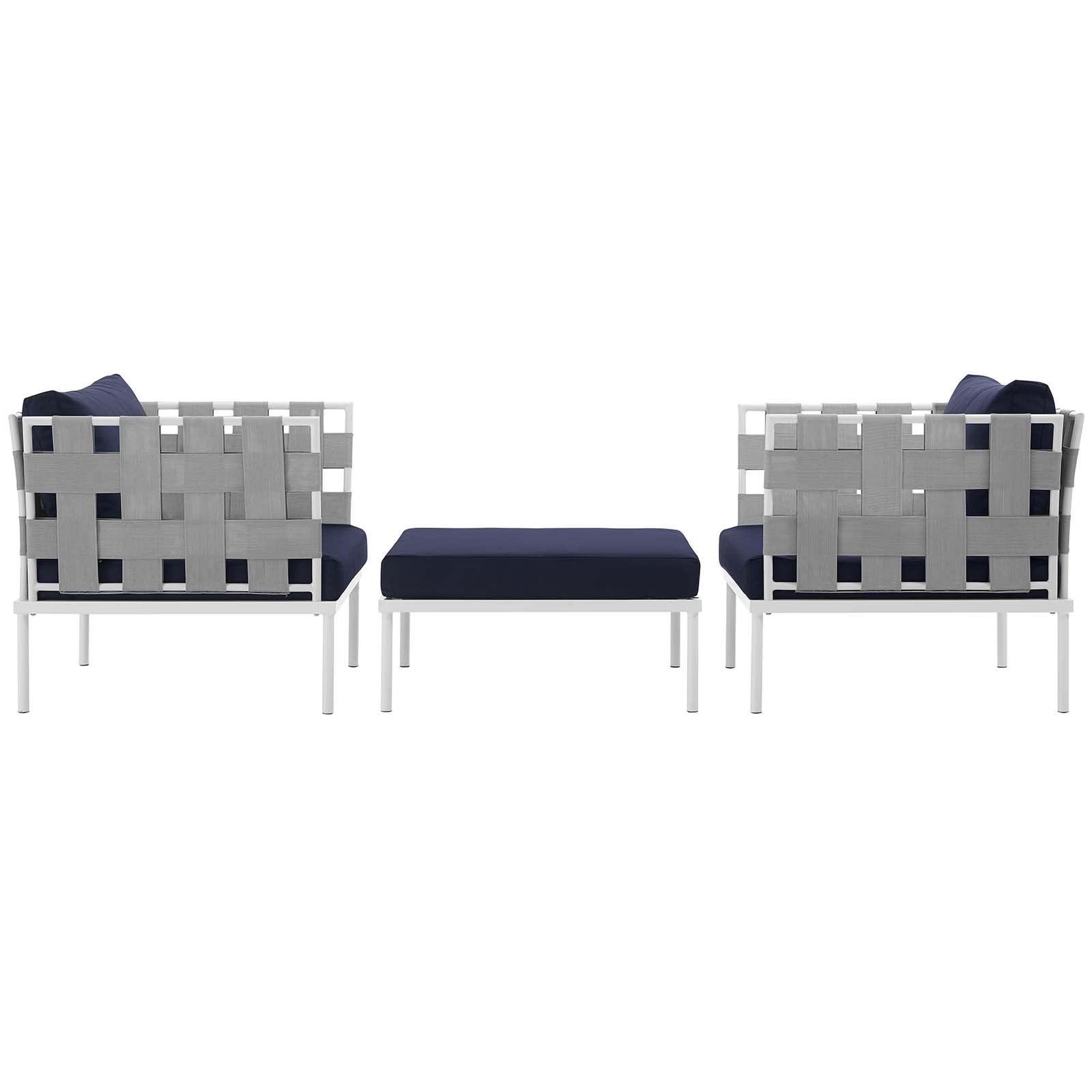 Harmony 3 Piece Outdoor Patio Aluminum Sectional Sofa Set by Modway