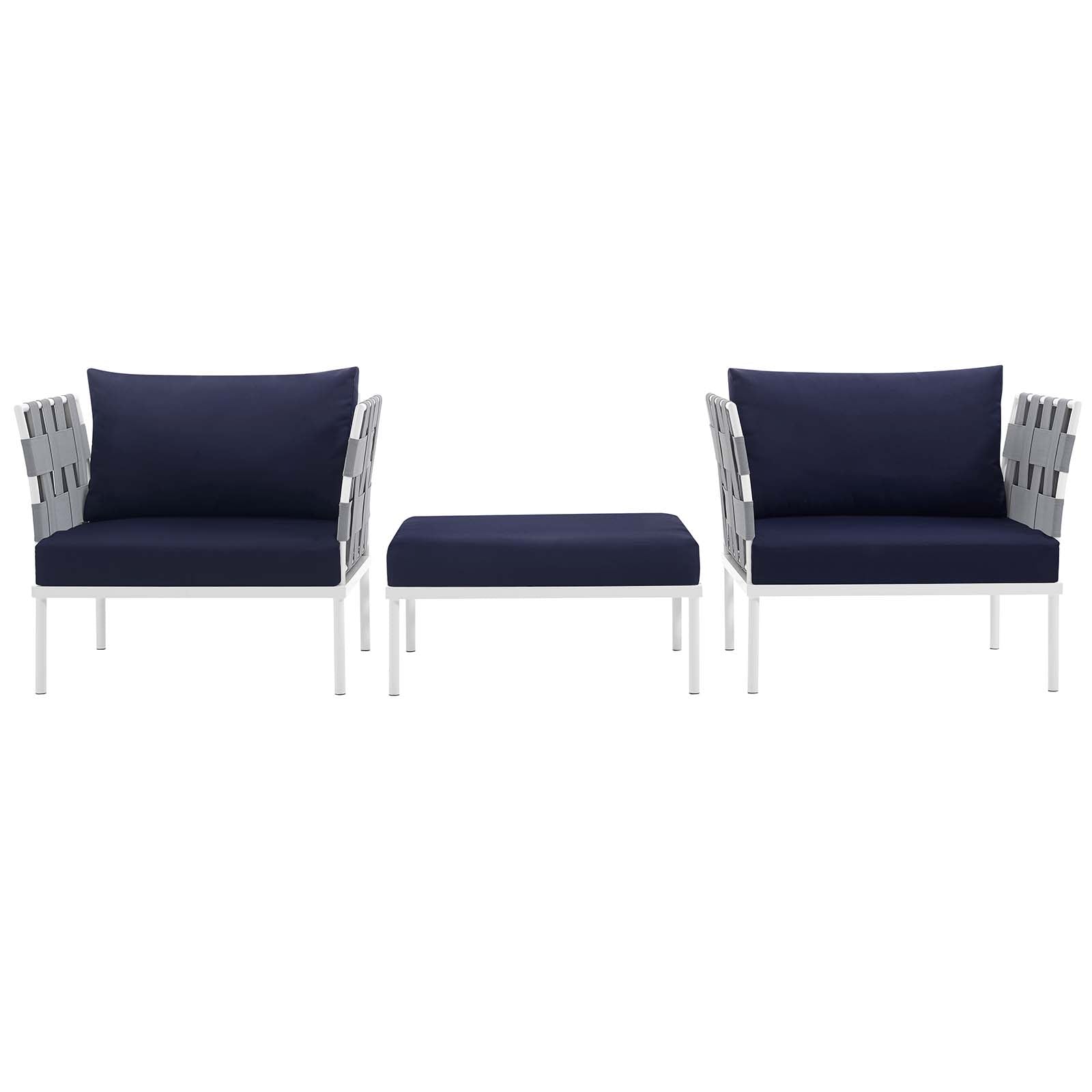 Harmony 3 Piece Outdoor Patio Aluminum Sectional Sofa Set by Modway