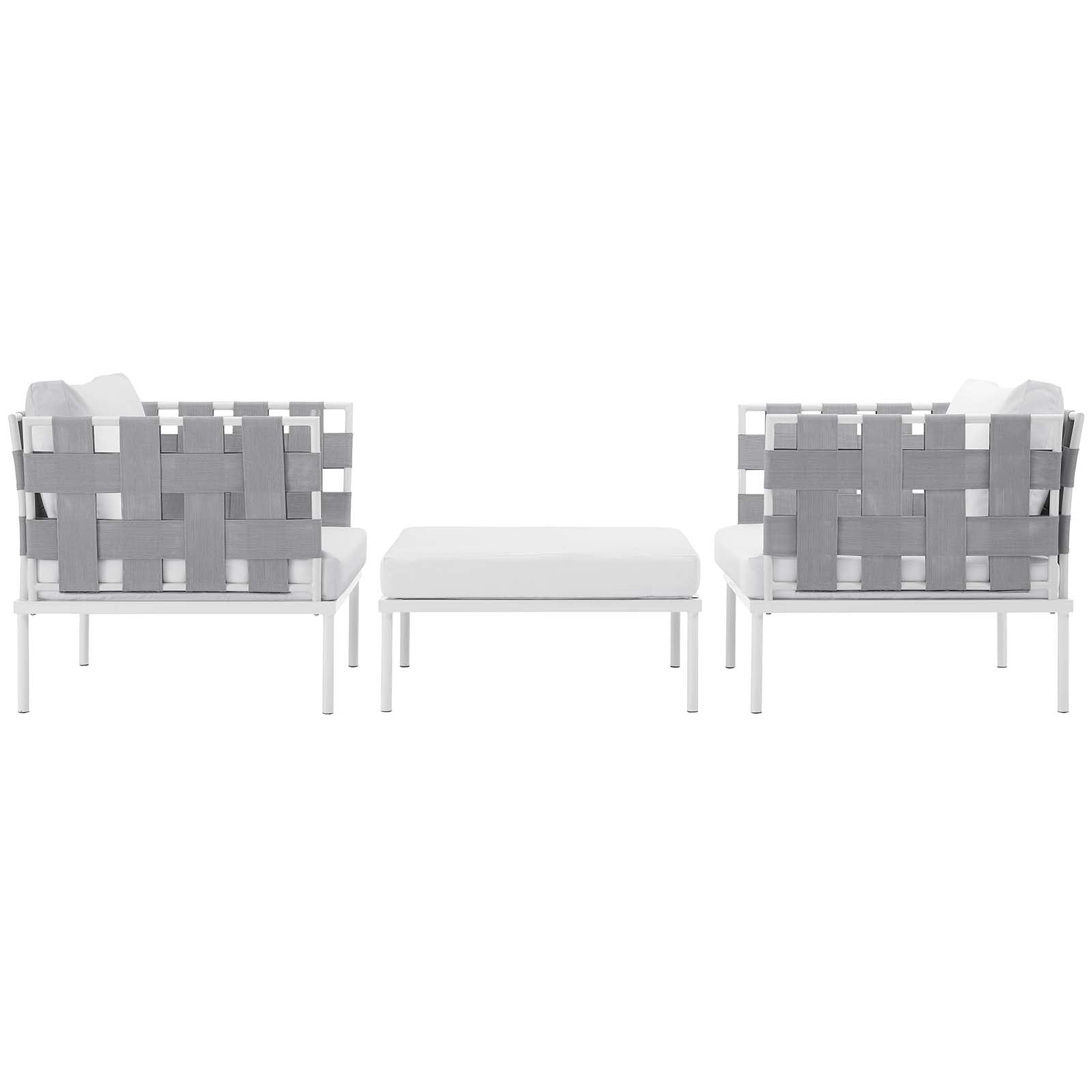 Harmony 3 Piece Outdoor Patio Aluminum Sectional Sofa Set by Modway