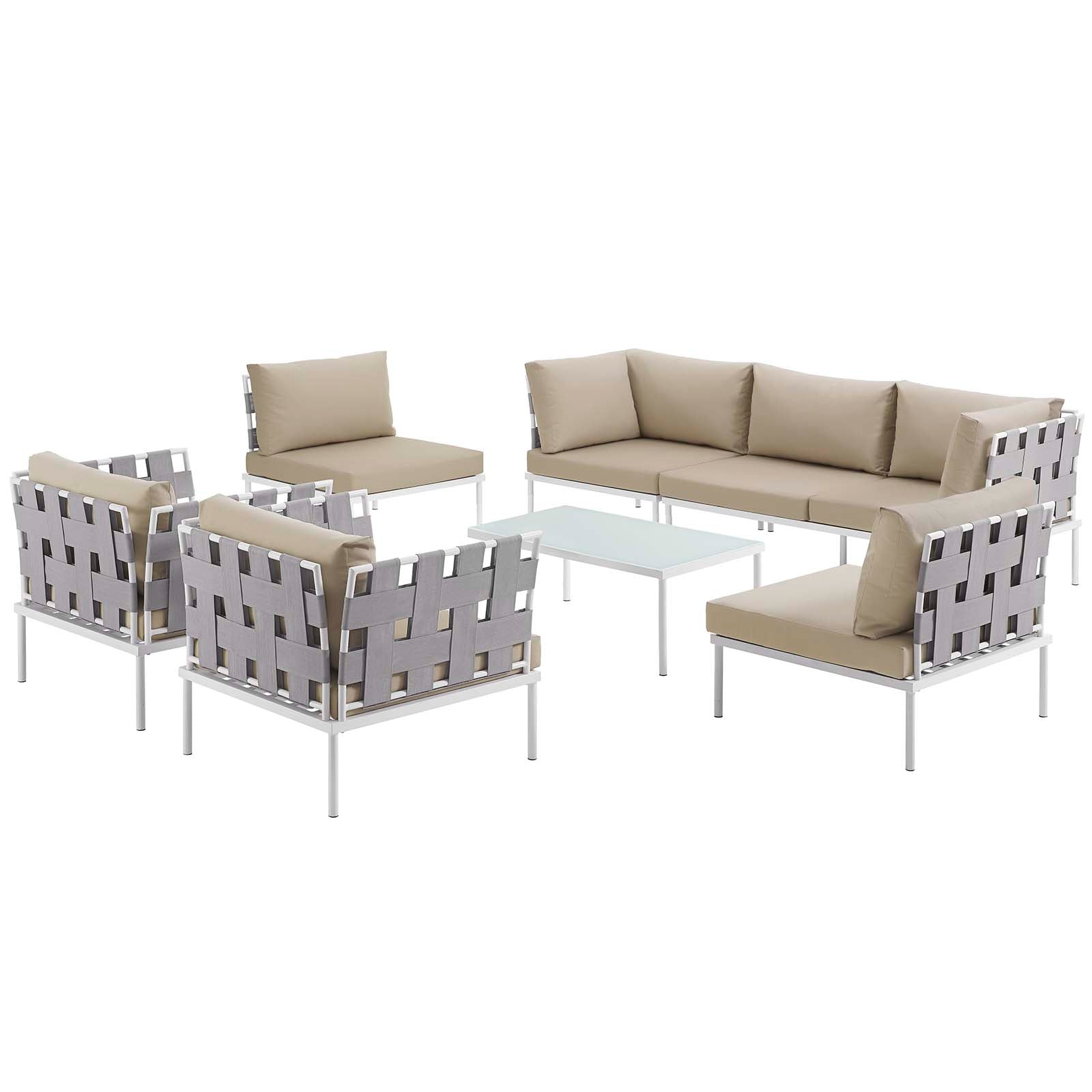 Harmony 8 Piece Outdoor Patio Aluminum Sectional Sofa Set by Modway
