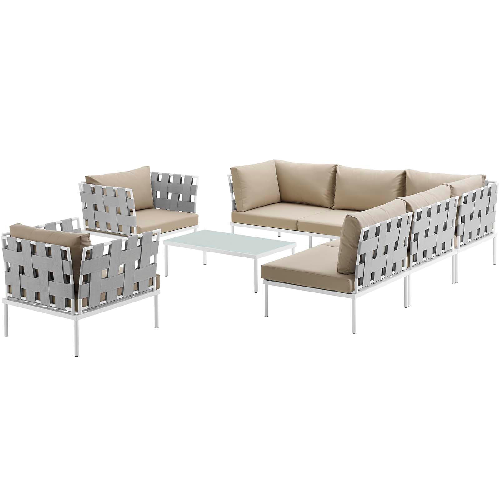 Harmony 8 Piece Outdoor Patio Aluminum Sectional Sofa Set by Modway