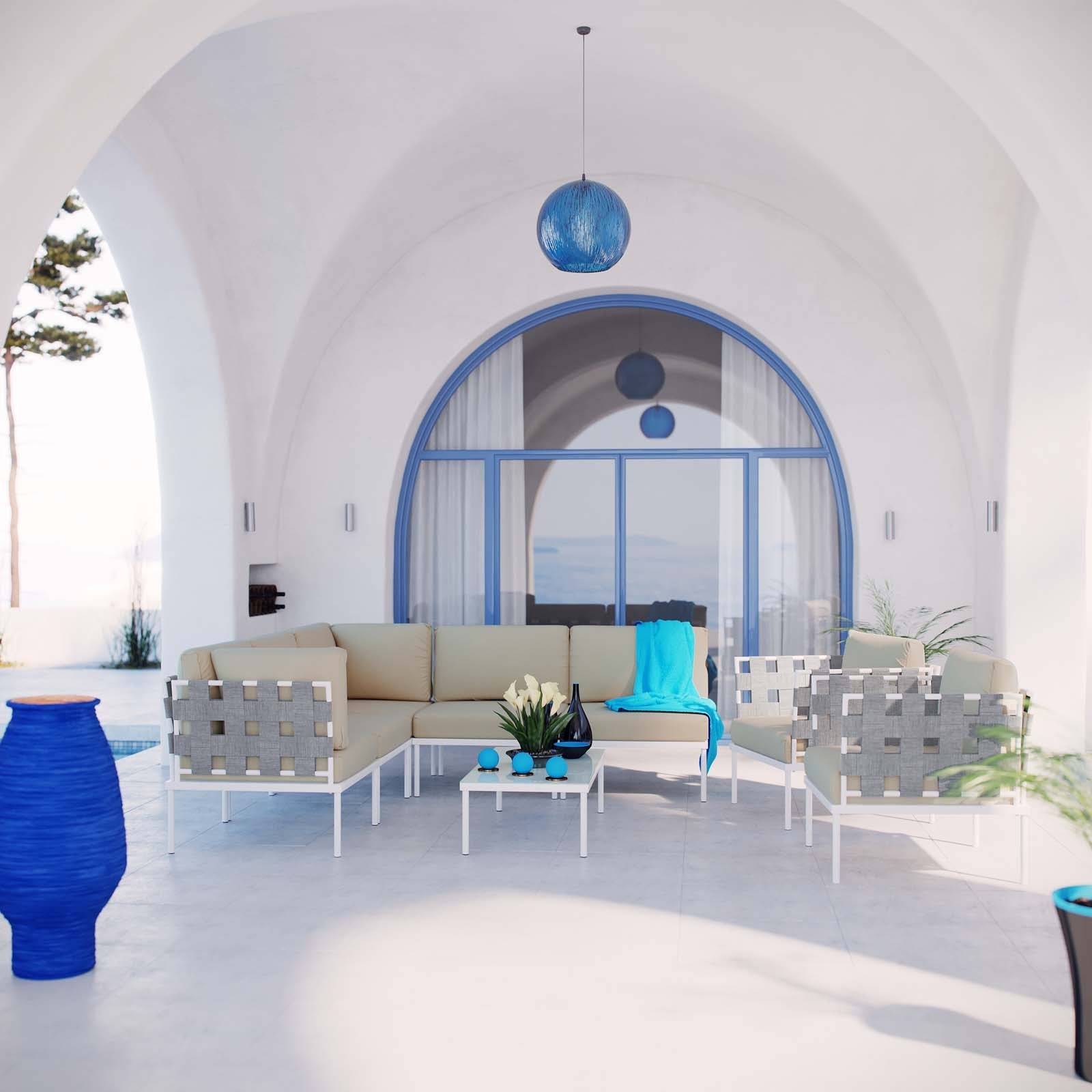 Harmony 8 Piece Outdoor Patio Aluminum Sectional Sofa Set by Modway