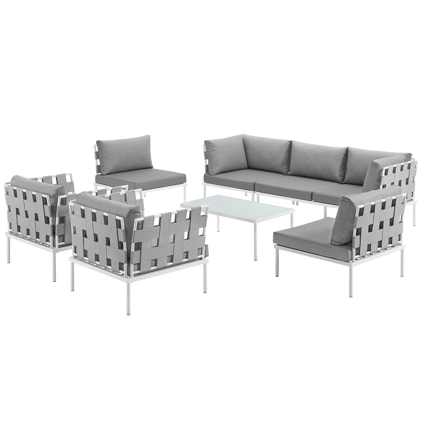 Harmony 8 Piece Outdoor Patio Aluminum Sectional Sofa Set by Modway
