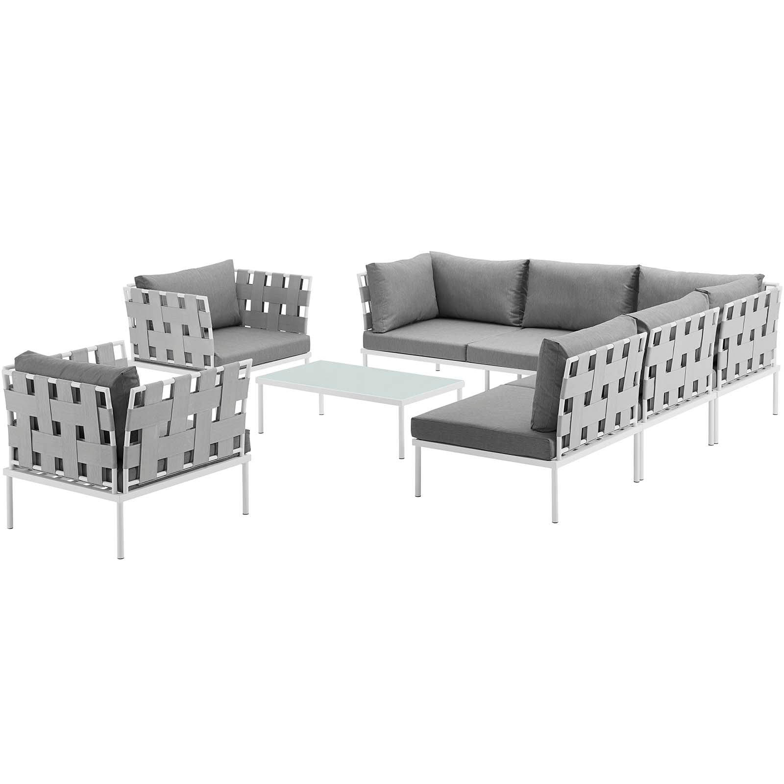 Harmony 8 Piece Outdoor Patio Aluminum Sectional Sofa Set by Modway