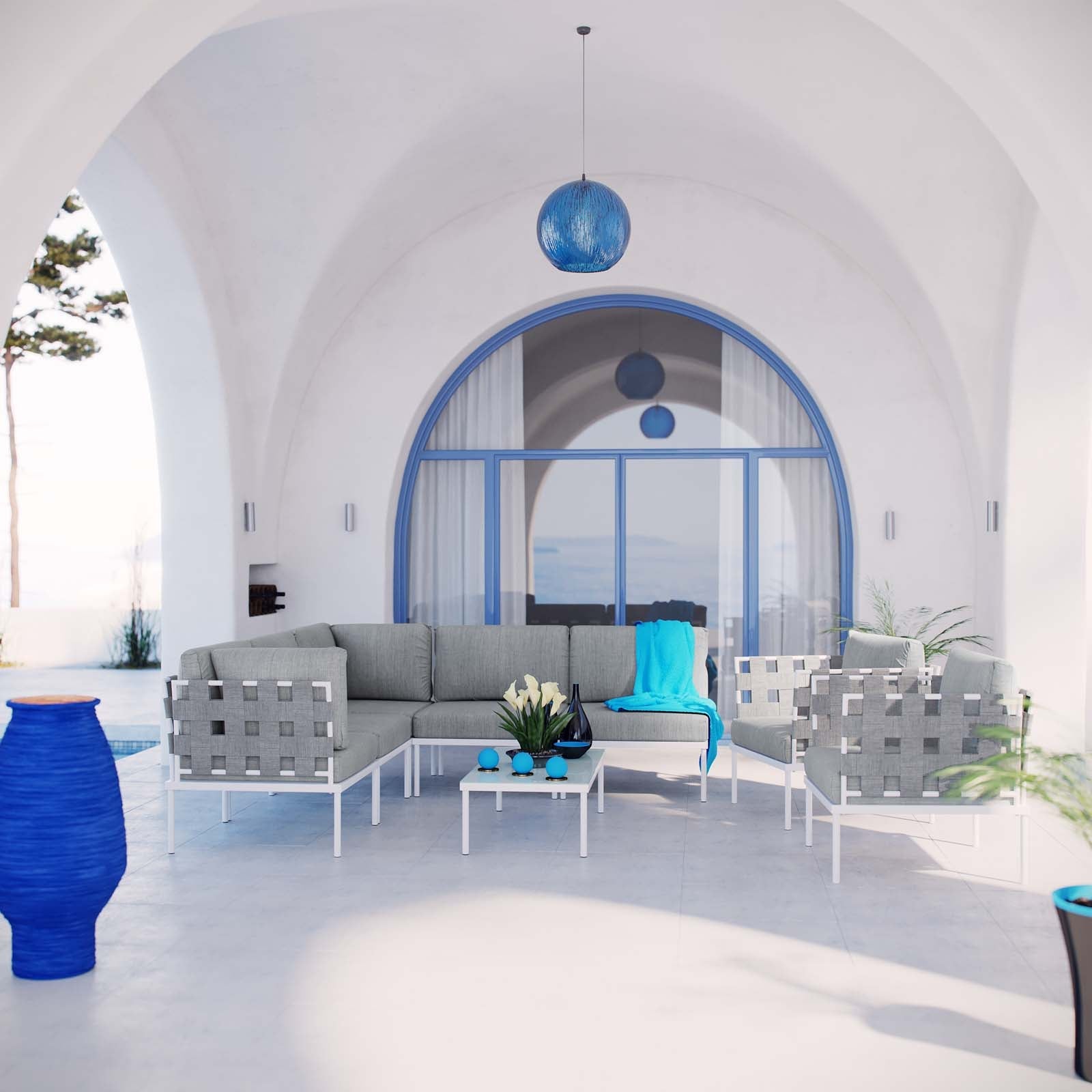 Harmony 8 Piece Outdoor Patio Aluminum Sectional Sofa Set by Modway