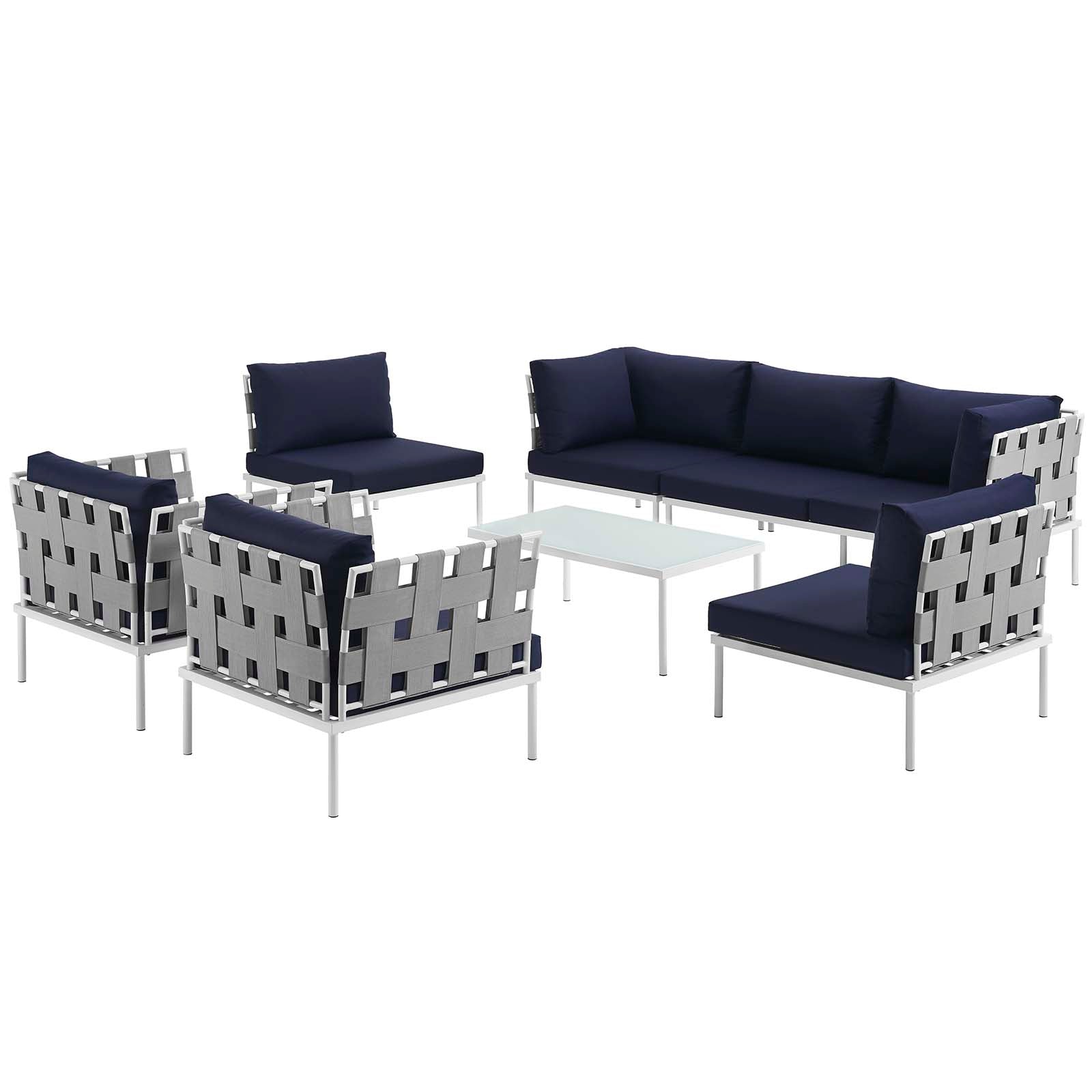 Harmony 8 Piece Outdoor Patio Aluminum Sectional Sofa Set by Modway