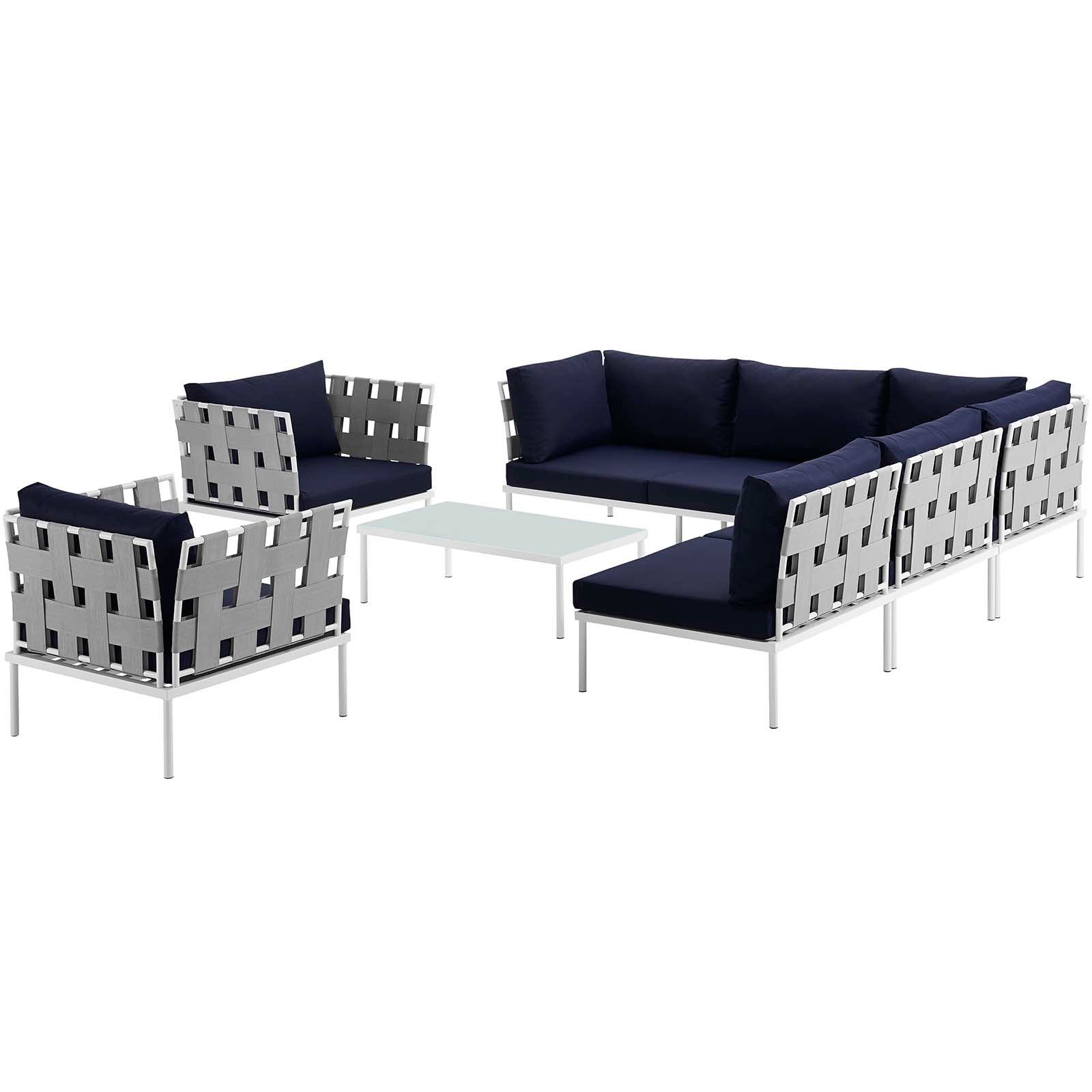 Harmony 8 Piece Outdoor Patio Aluminum Sectional Sofa Set by Modway