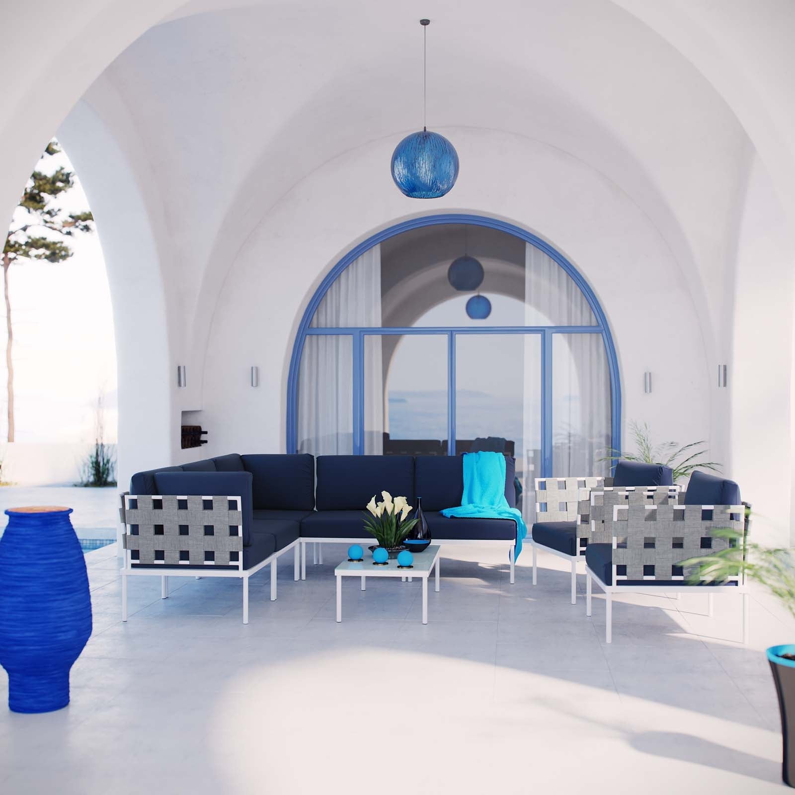 Harmony 8 Piece Outdoor Patio Aluminum Sectional Sofa Set by Modway