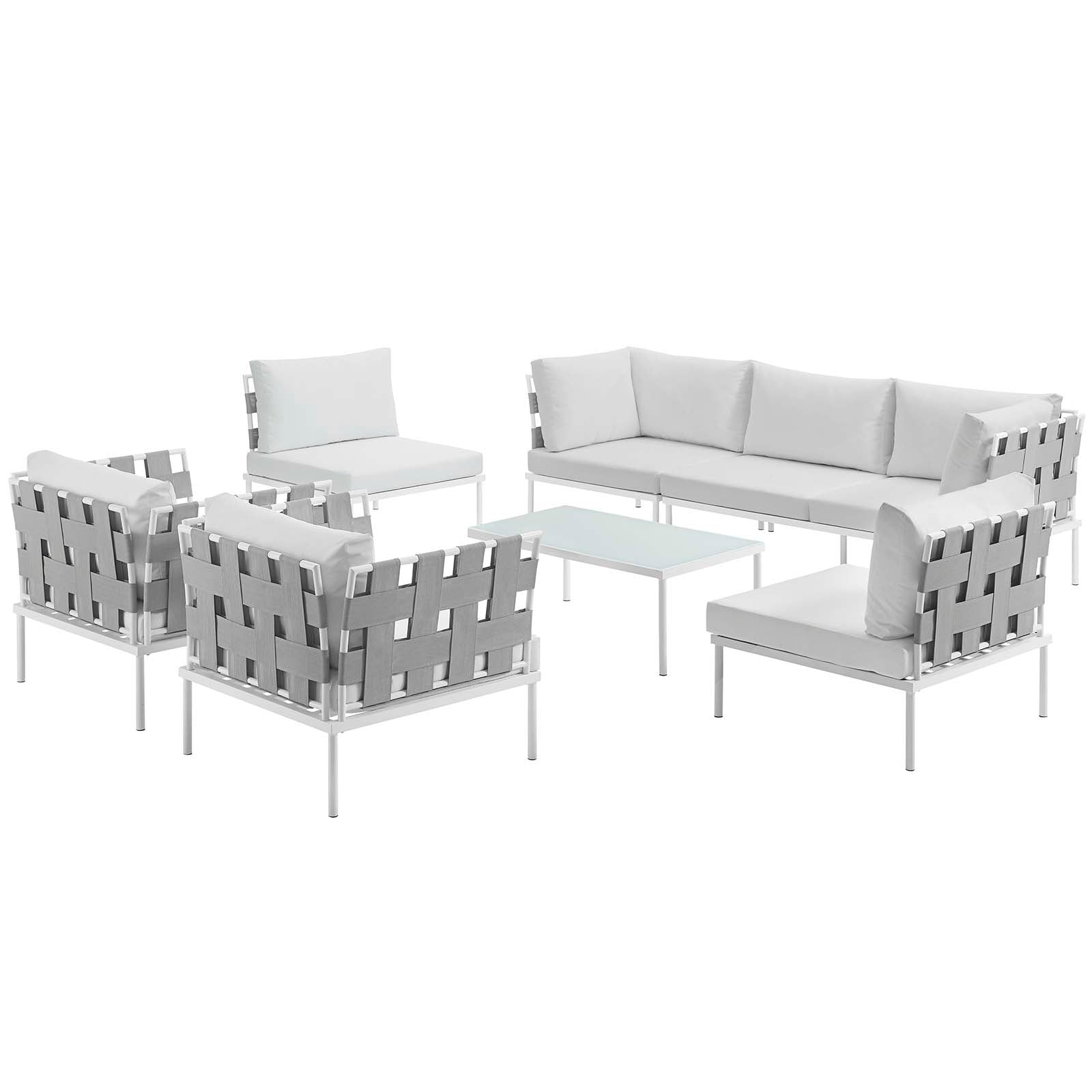 Harmony 8 Piece Outdoor Patio Aluminum Sectional Sofa Set by Modway