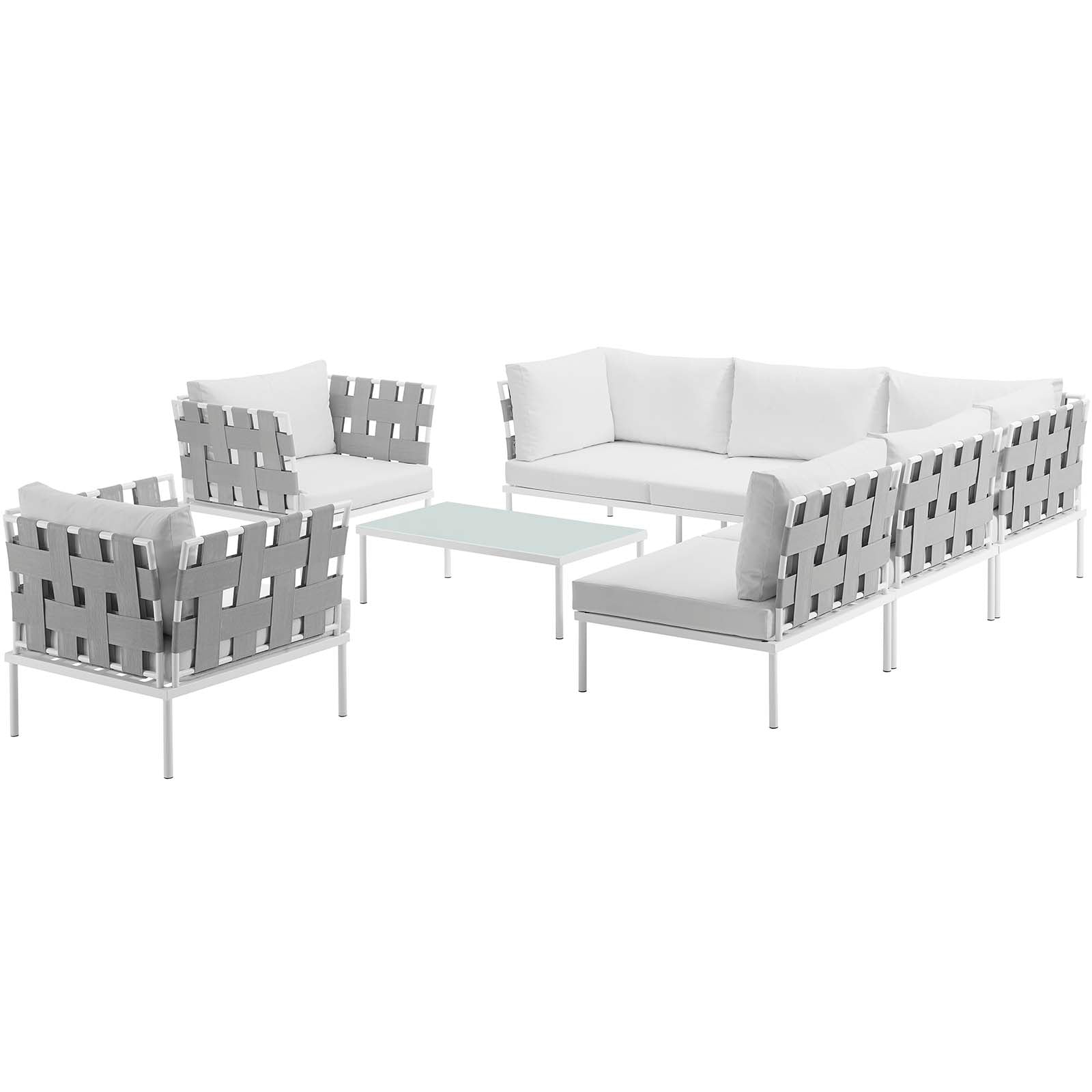 Harmony 8 Piece Outdoor Patio Aluminum Sectional Sofa Set by Modway