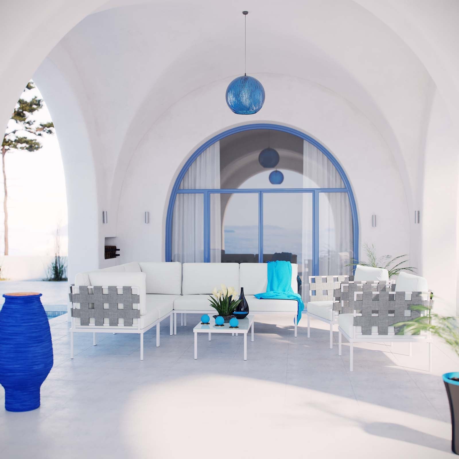 Harmony 8 Piece Outdoor Patio Aluminum Sectional Sofa Set by Modway