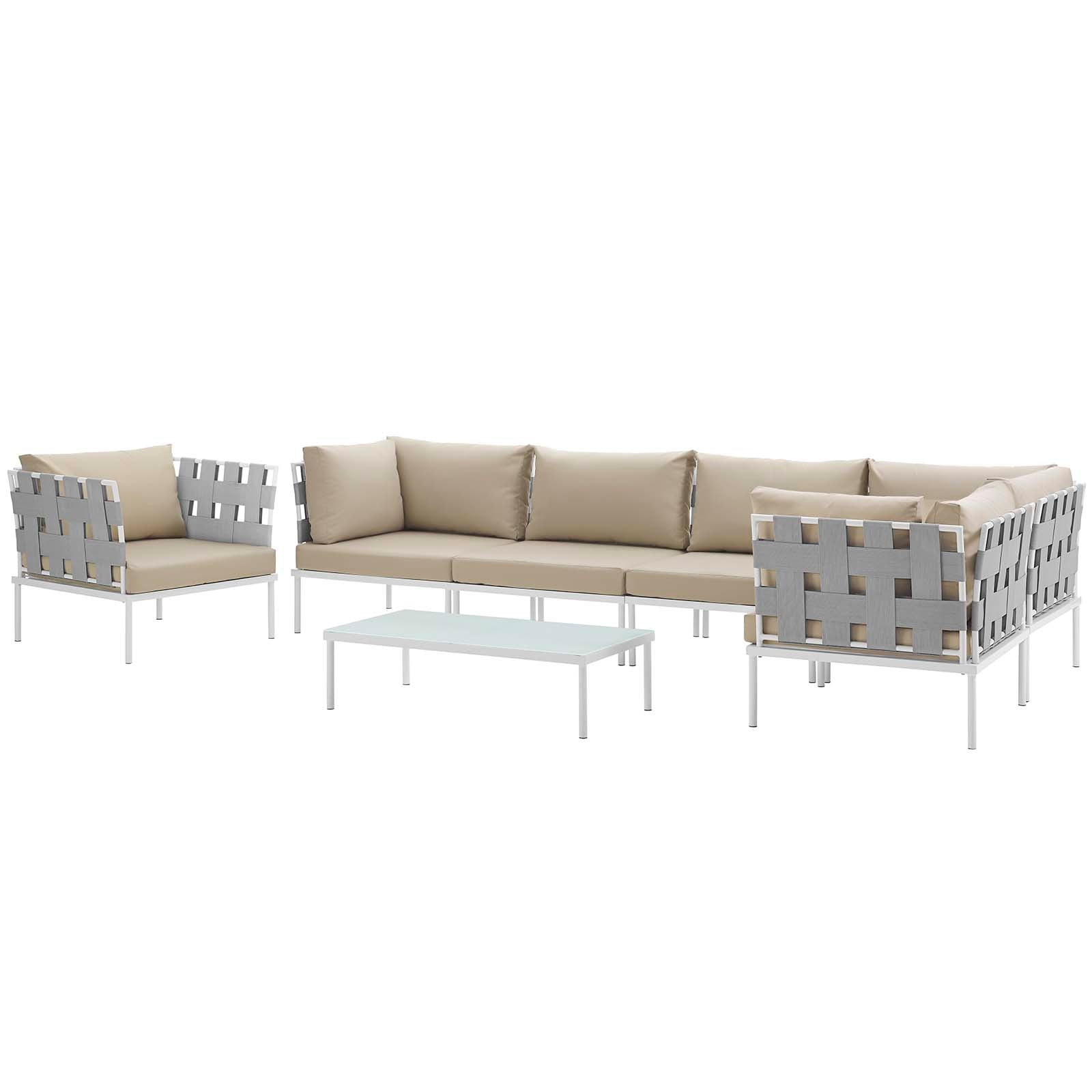 Harmony 7 Piece Outdoor Patio Aluminum Sectional Sofa Set by Modway