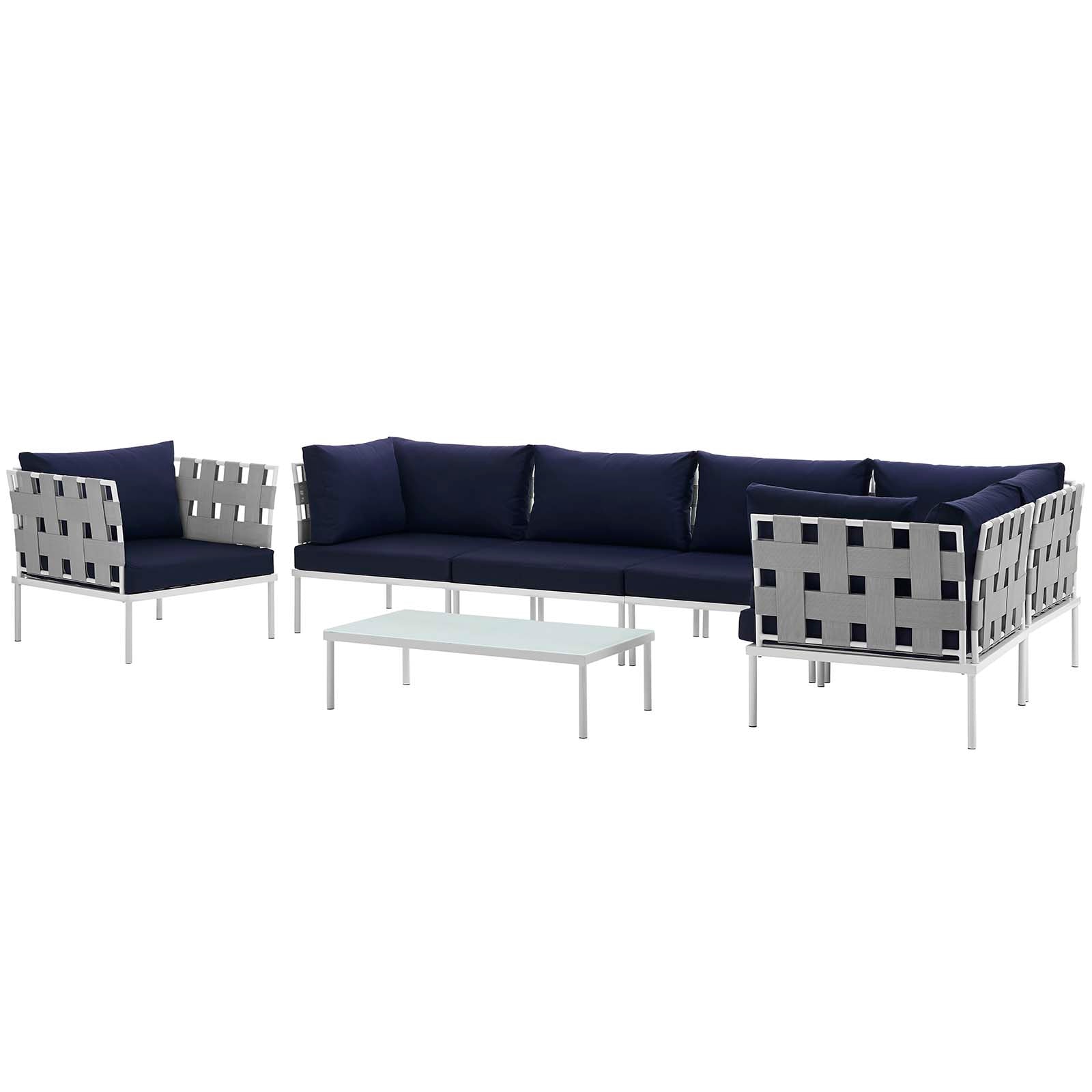 Harmony 7 Piece Outdoor Patio Aluminum Sectional Sofa Set by Modway