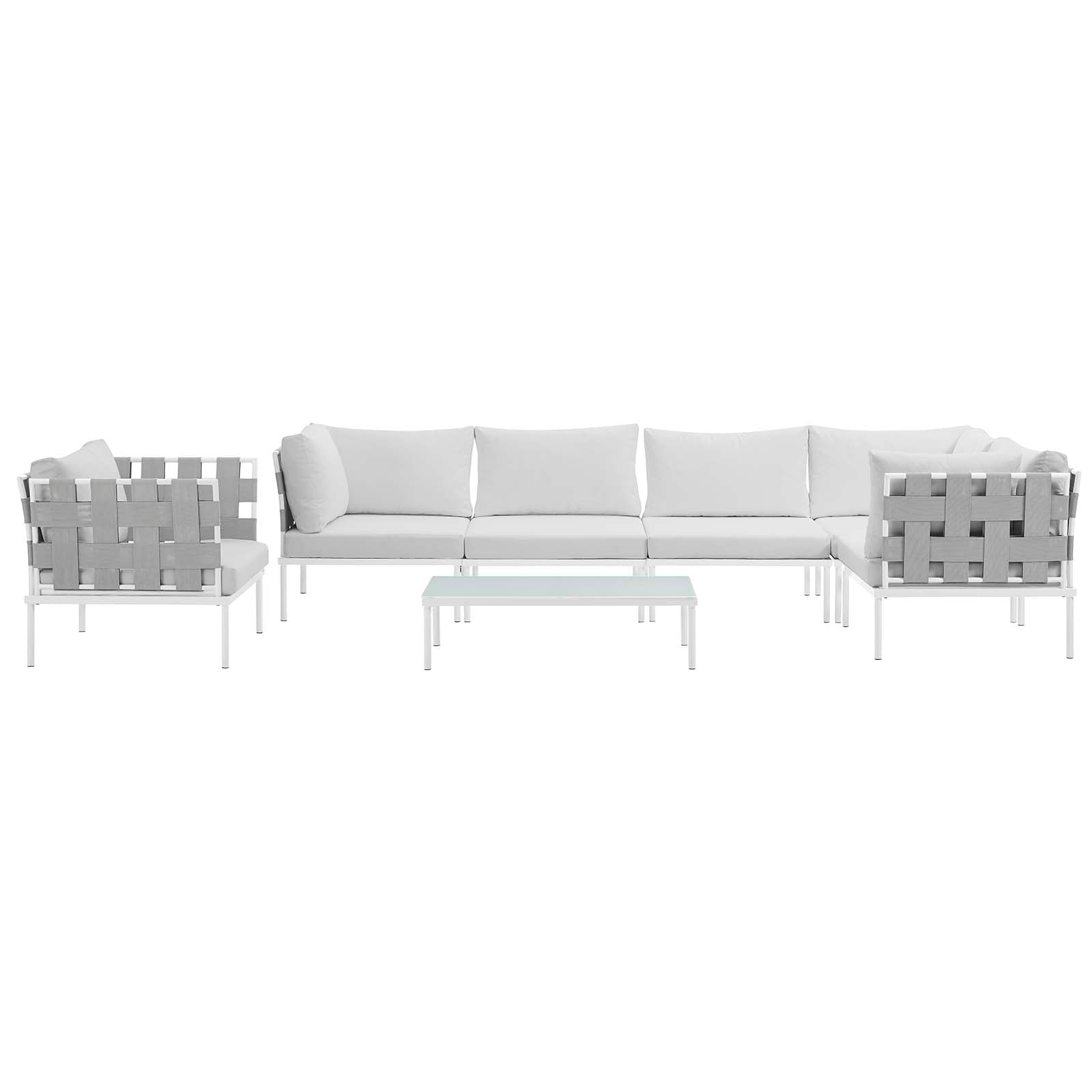 Harmony 7 Piece Outdoor Patio Aluminum Sectional Sofa Set by Modway