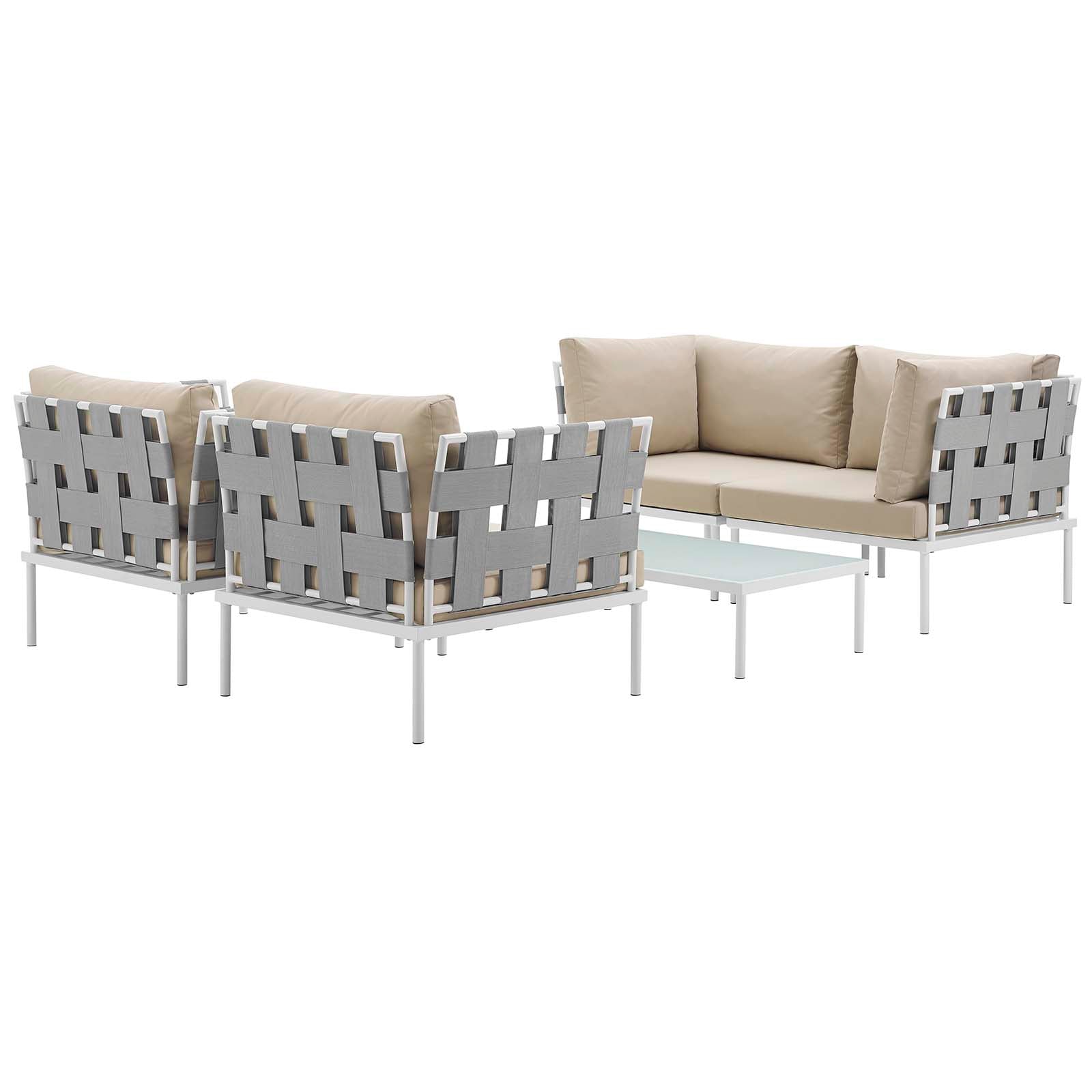 Harmony 5 Piece Outdoor Patio Aluminum Sectional Sofa Set by Modway