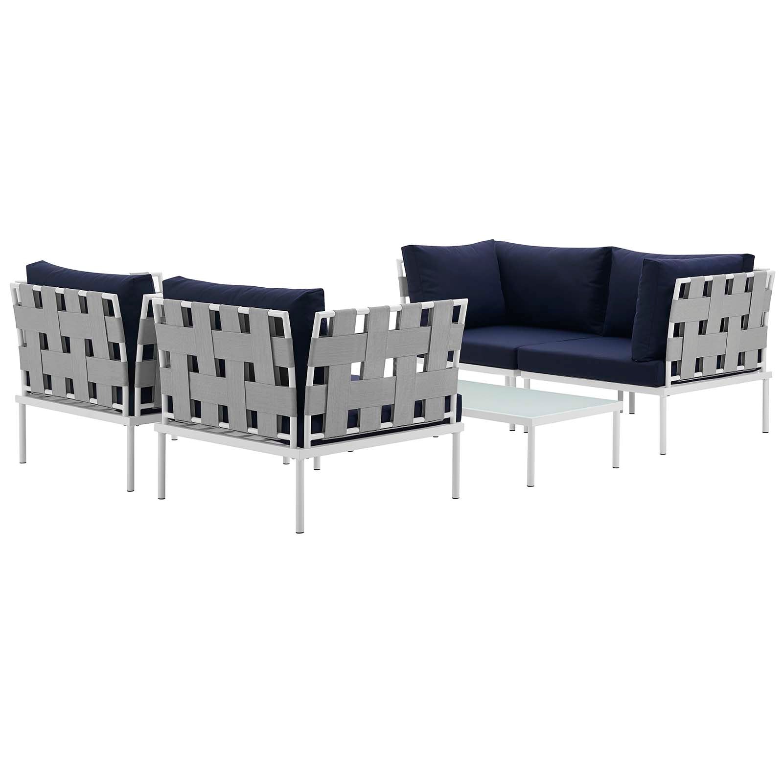 Harmony 5 Piece Outdoor Patio Aluminum Sectional Sofa Set by Modway