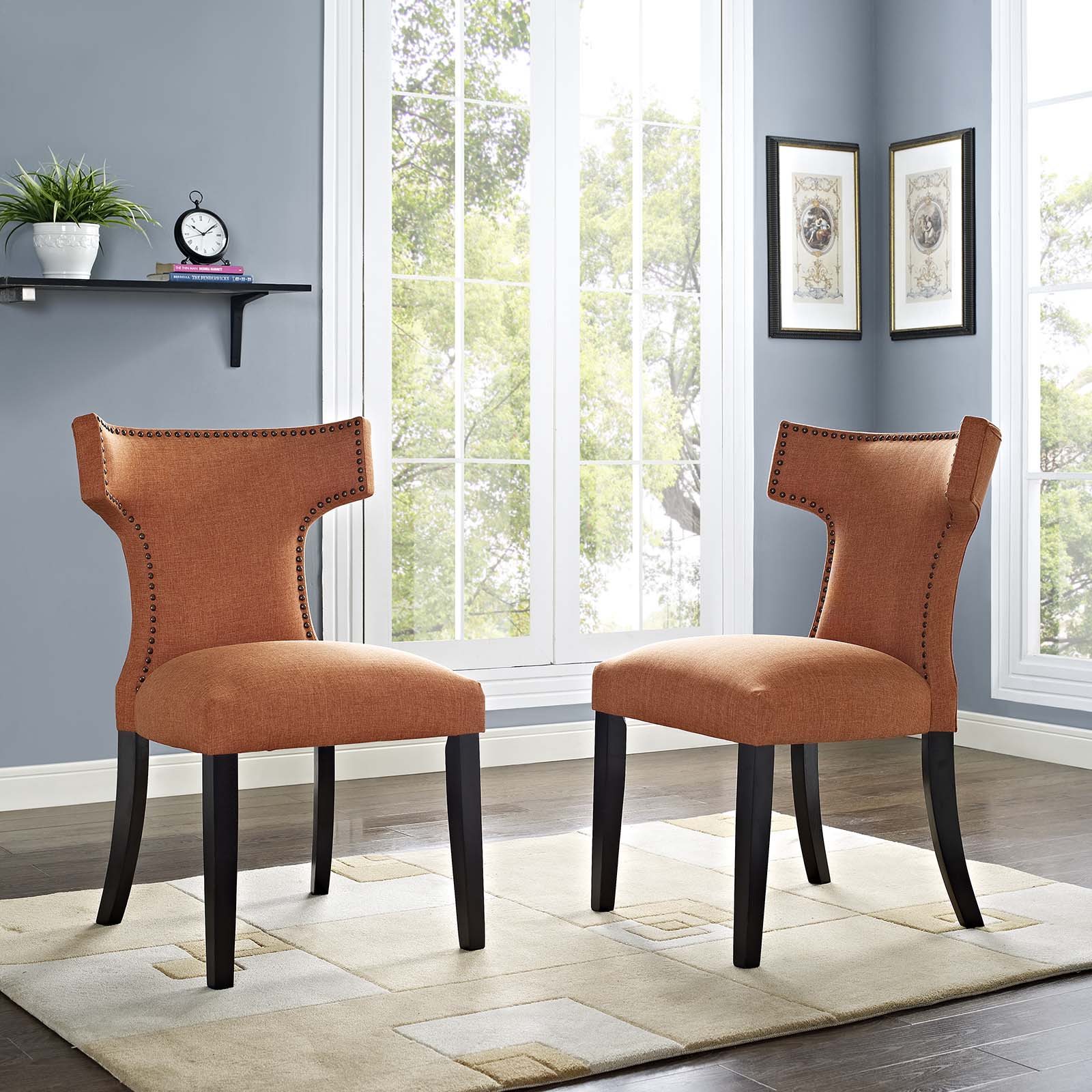 Curve Fabric Dining Side Chair Set of 2 by Modway