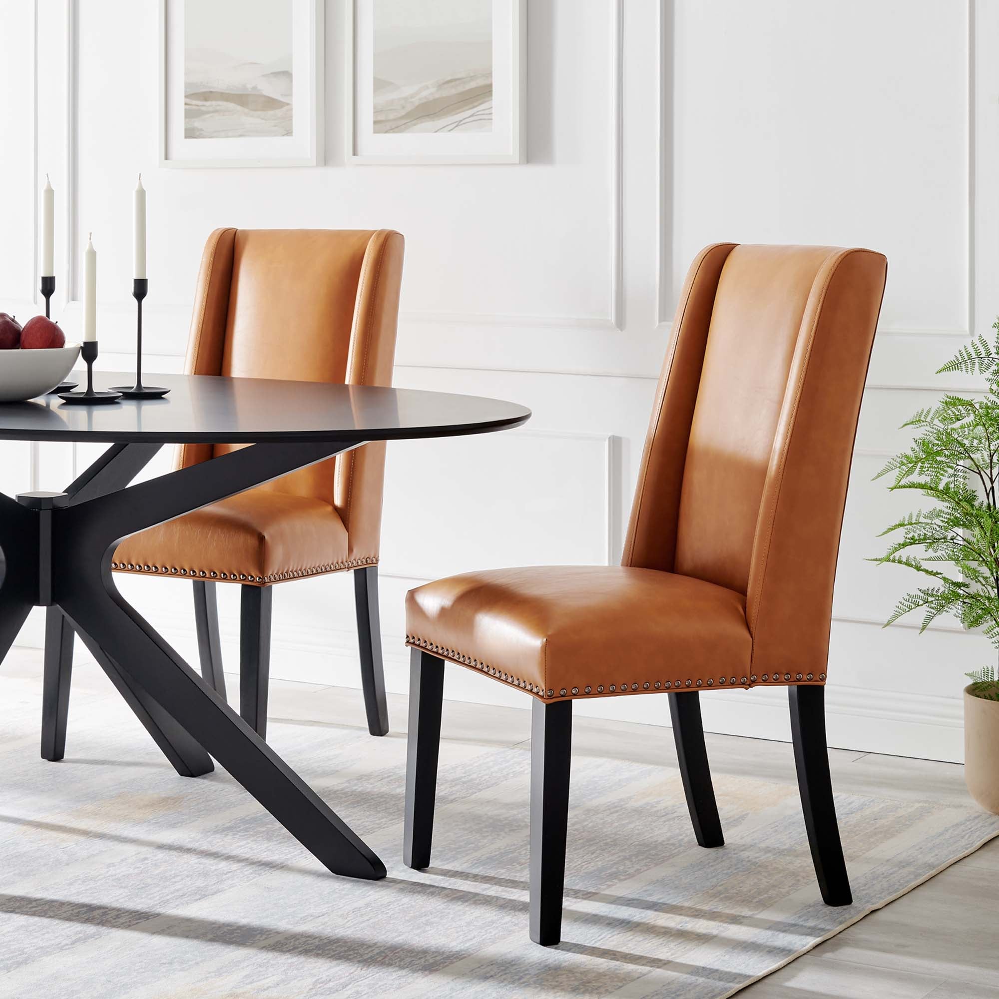 Baron Dining Chair Vinyl Set of 2 by Modway