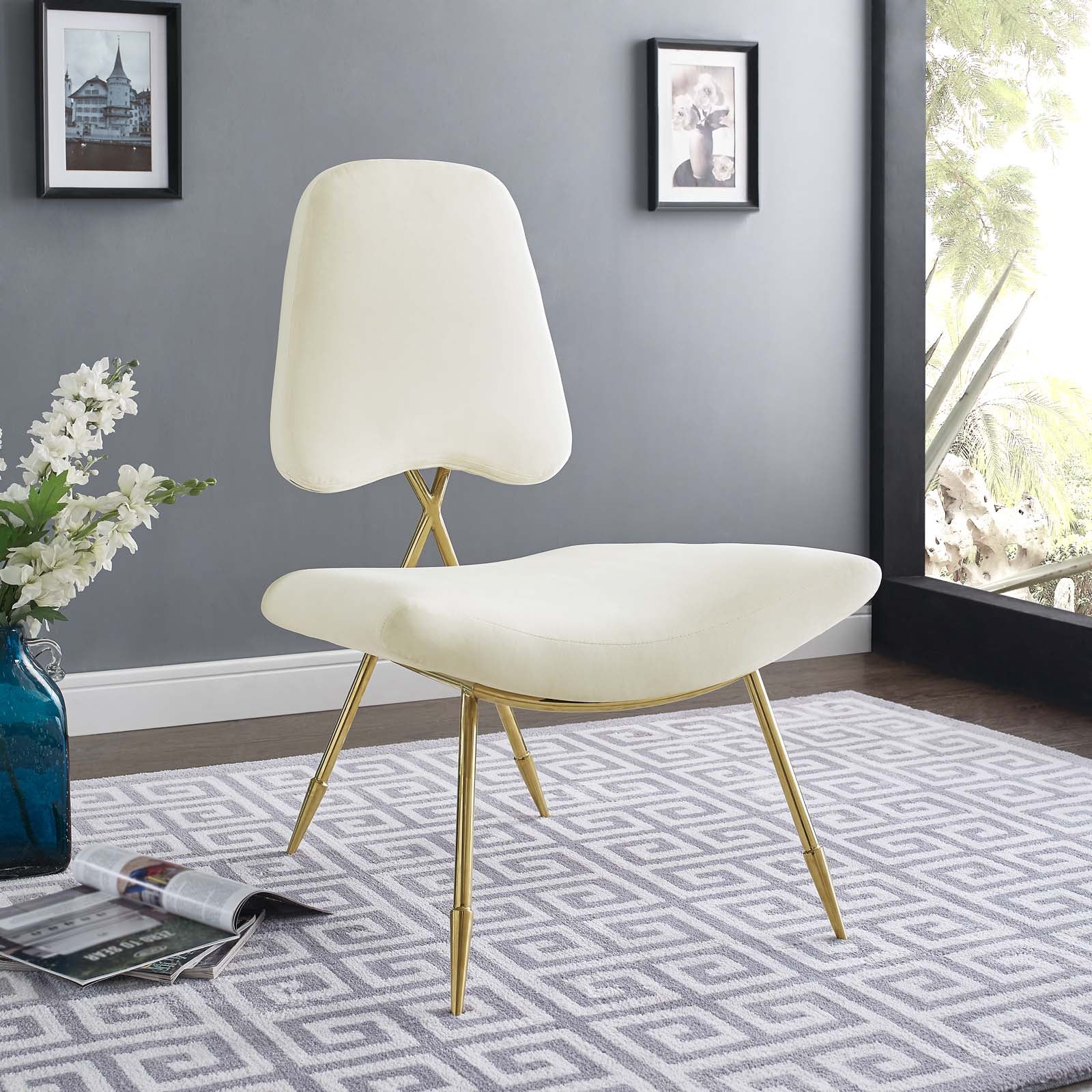 Ponder Performance Velvet Lounge Chair by Modway