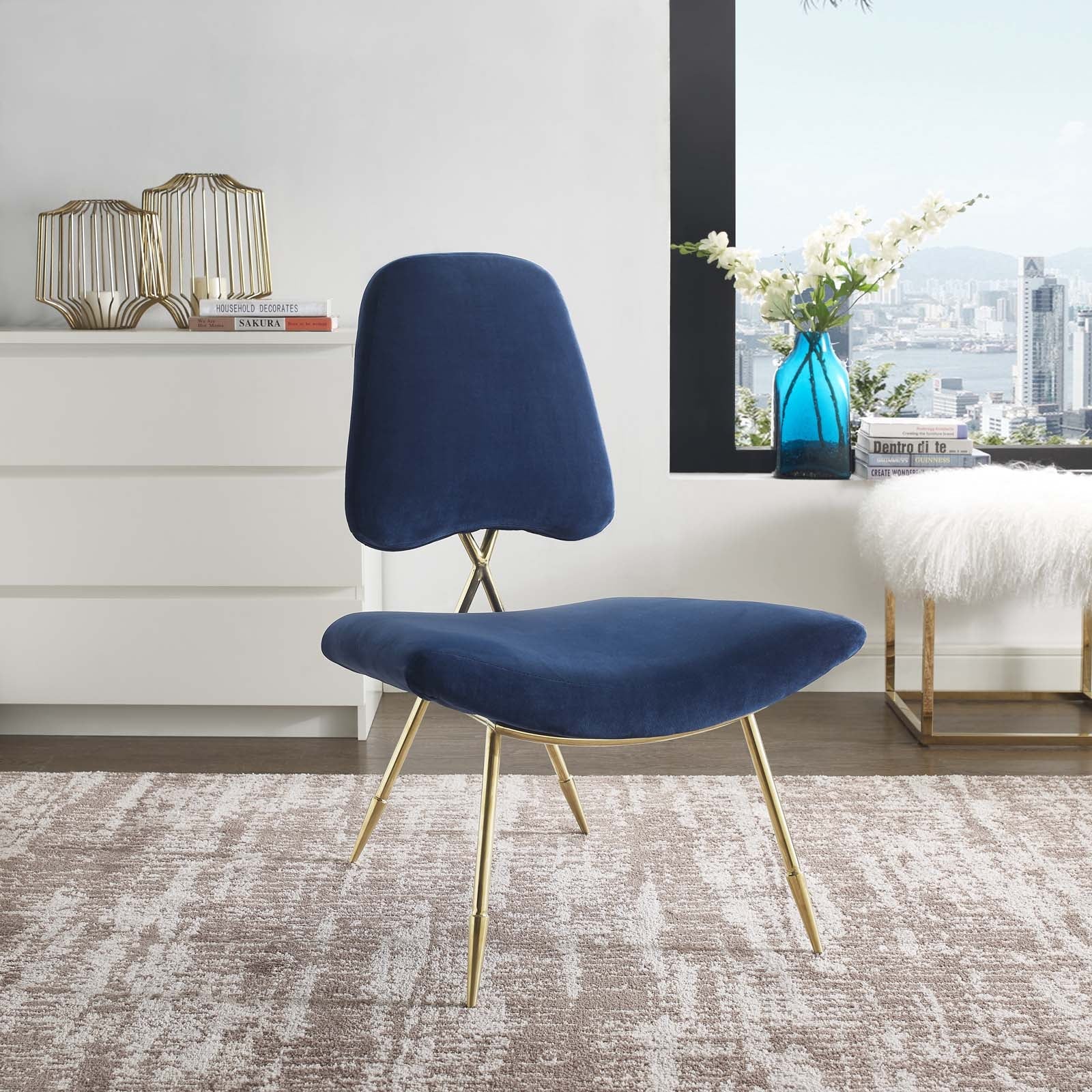 Ponder Performance Velvet Lounge Chair by Modway