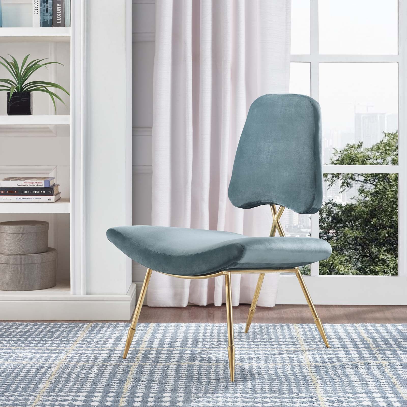 Ponder Performance Velvet Lounge Chair by Modway