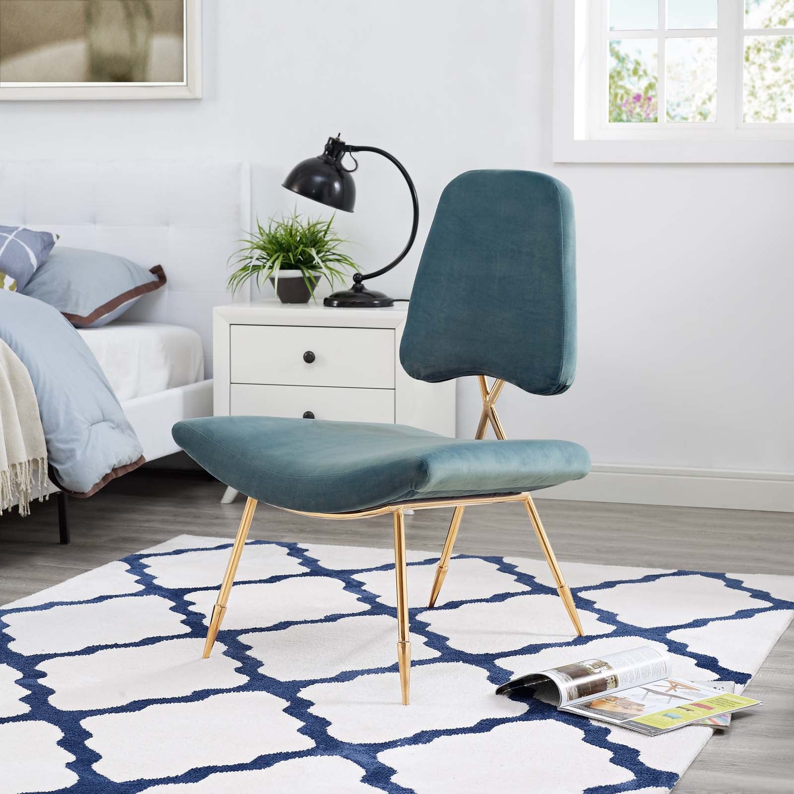 Ponder Performance Velvet Lounge Chair by Modway