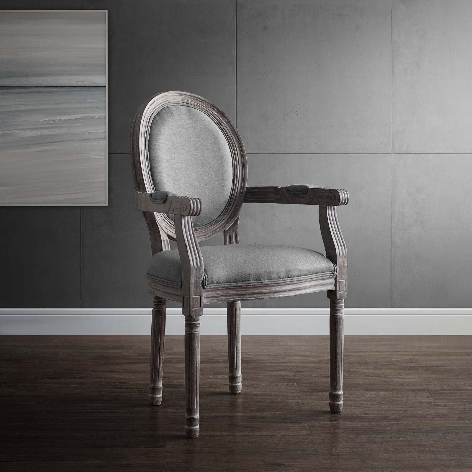 Emanate Vintage French Upholstered Fabric Dining Armchair by Modway