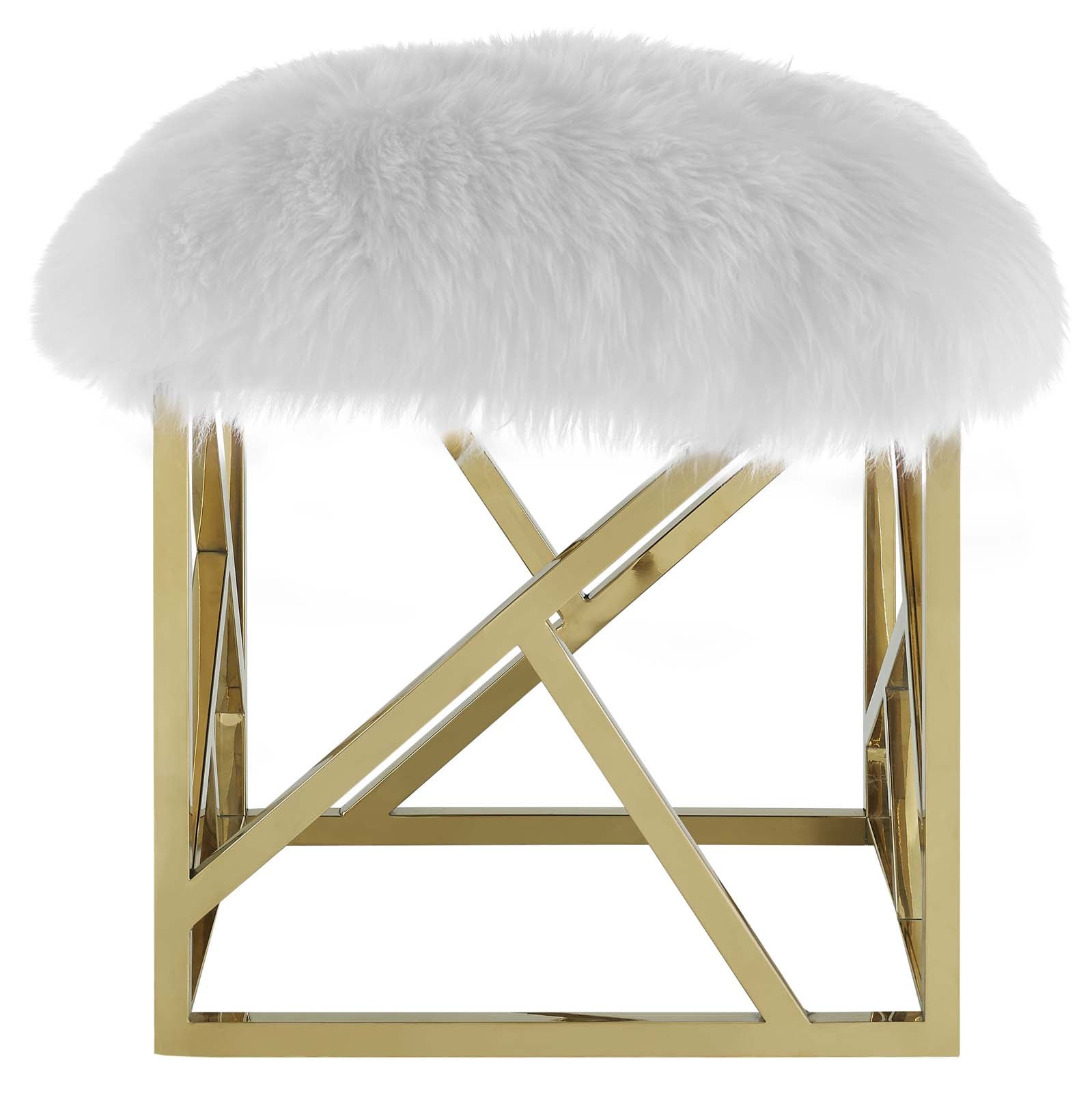 Intersperse Sheepskin Ottoman by Modway