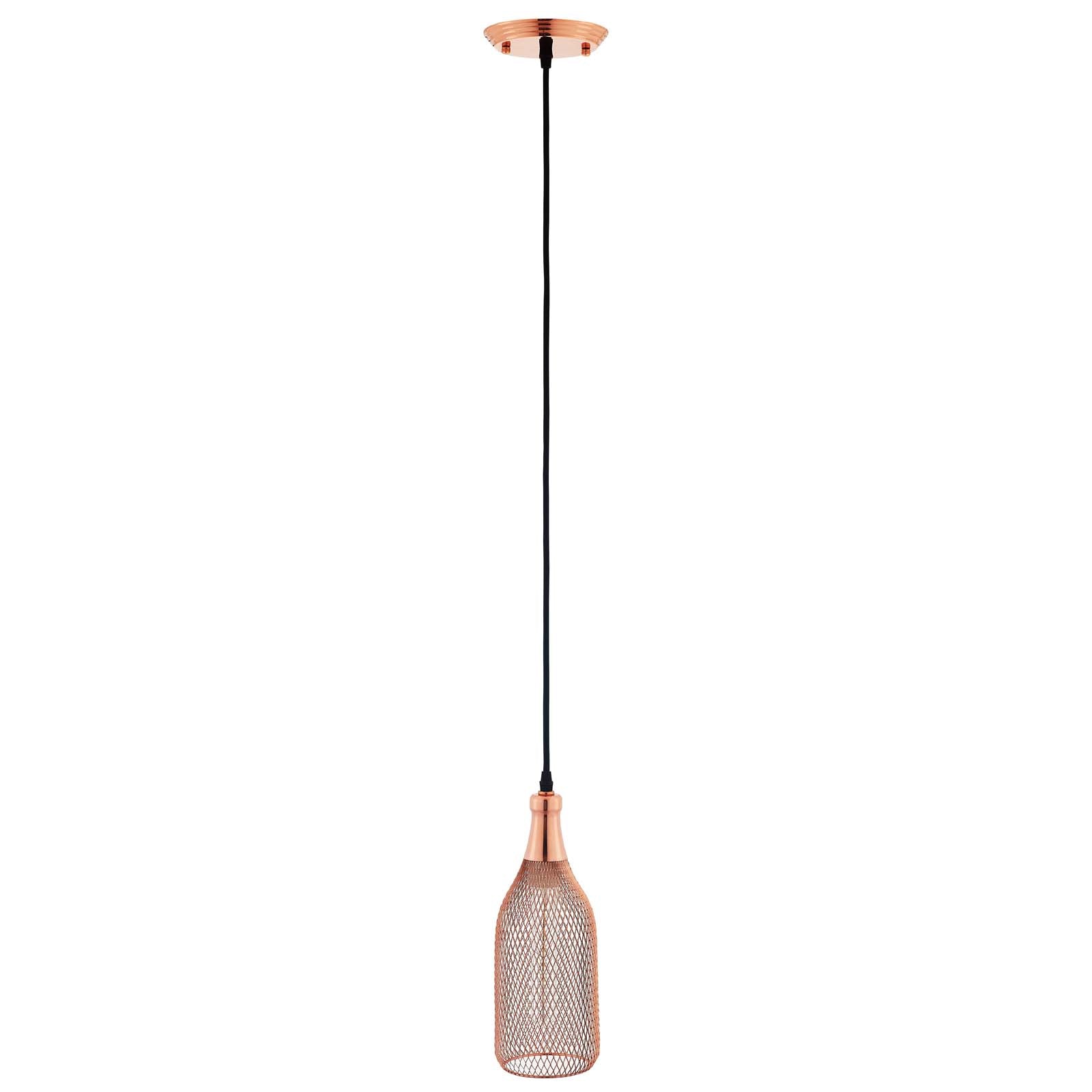 Glimmer Bottle-Shaped Rose Gold Pendant Light by Modway