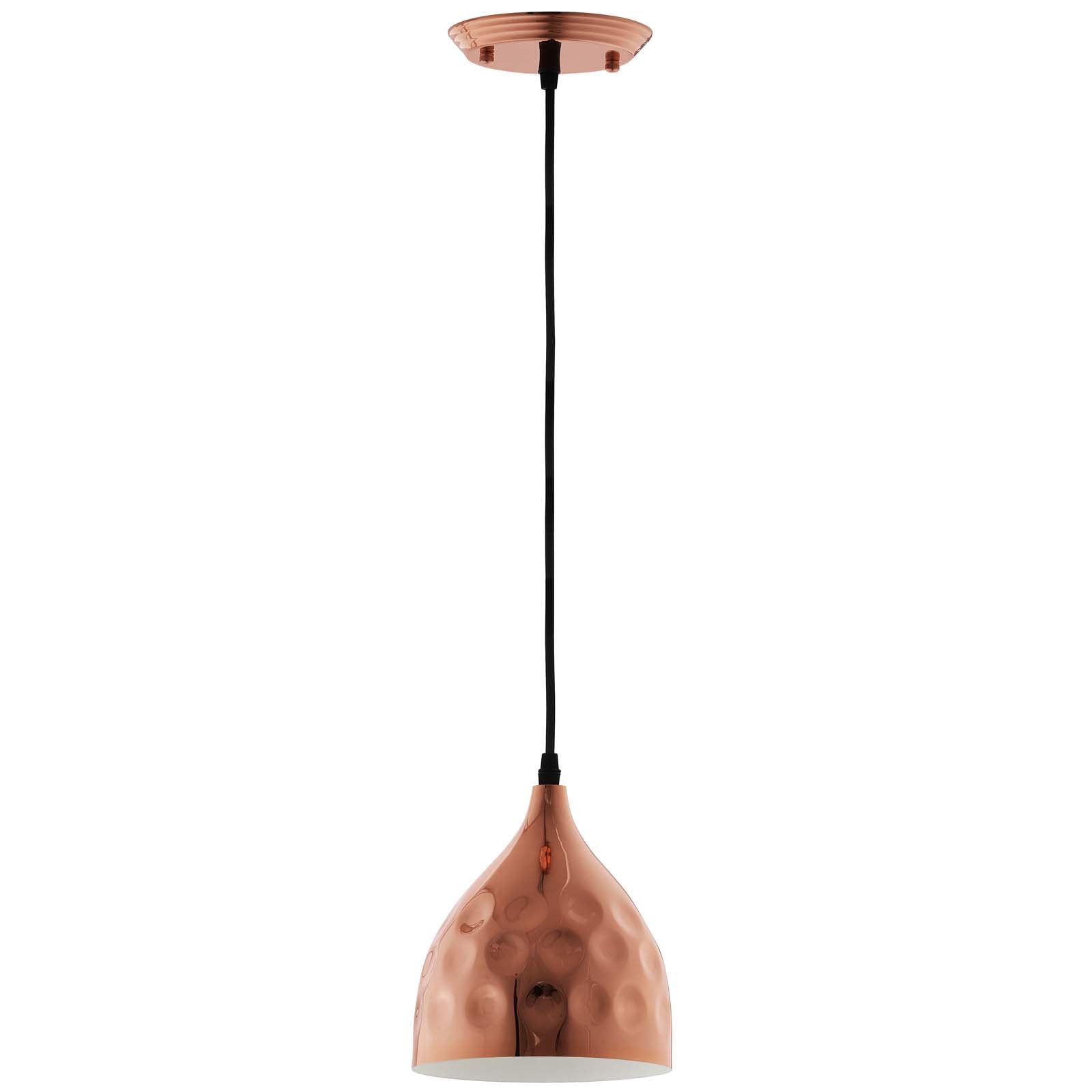 Dimple 6.5" Bell-Shaped Rose Gold Pendant Light by Modway