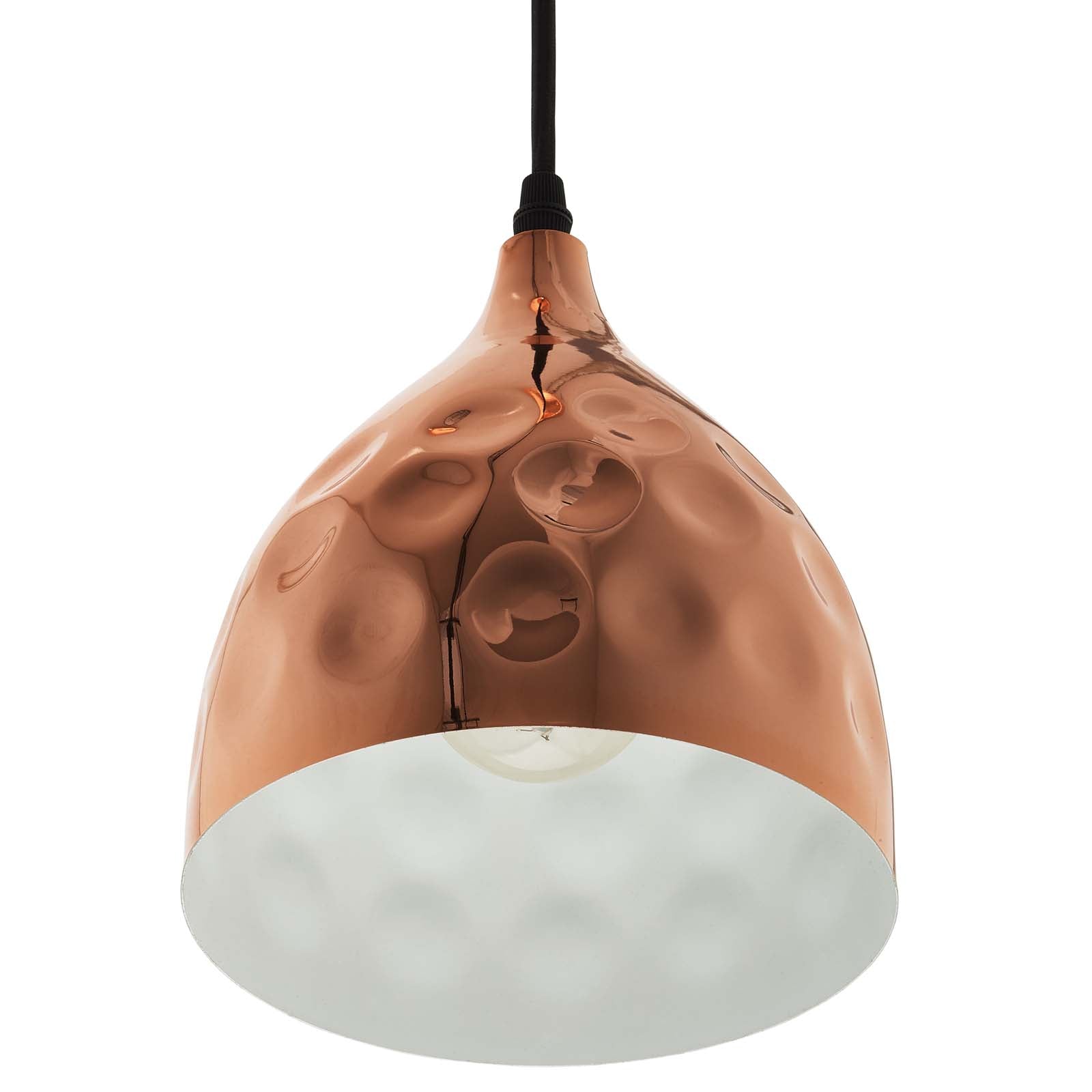 Dimple 6.5" Bell-Shaped Rose Gold Pendant Light by Modway