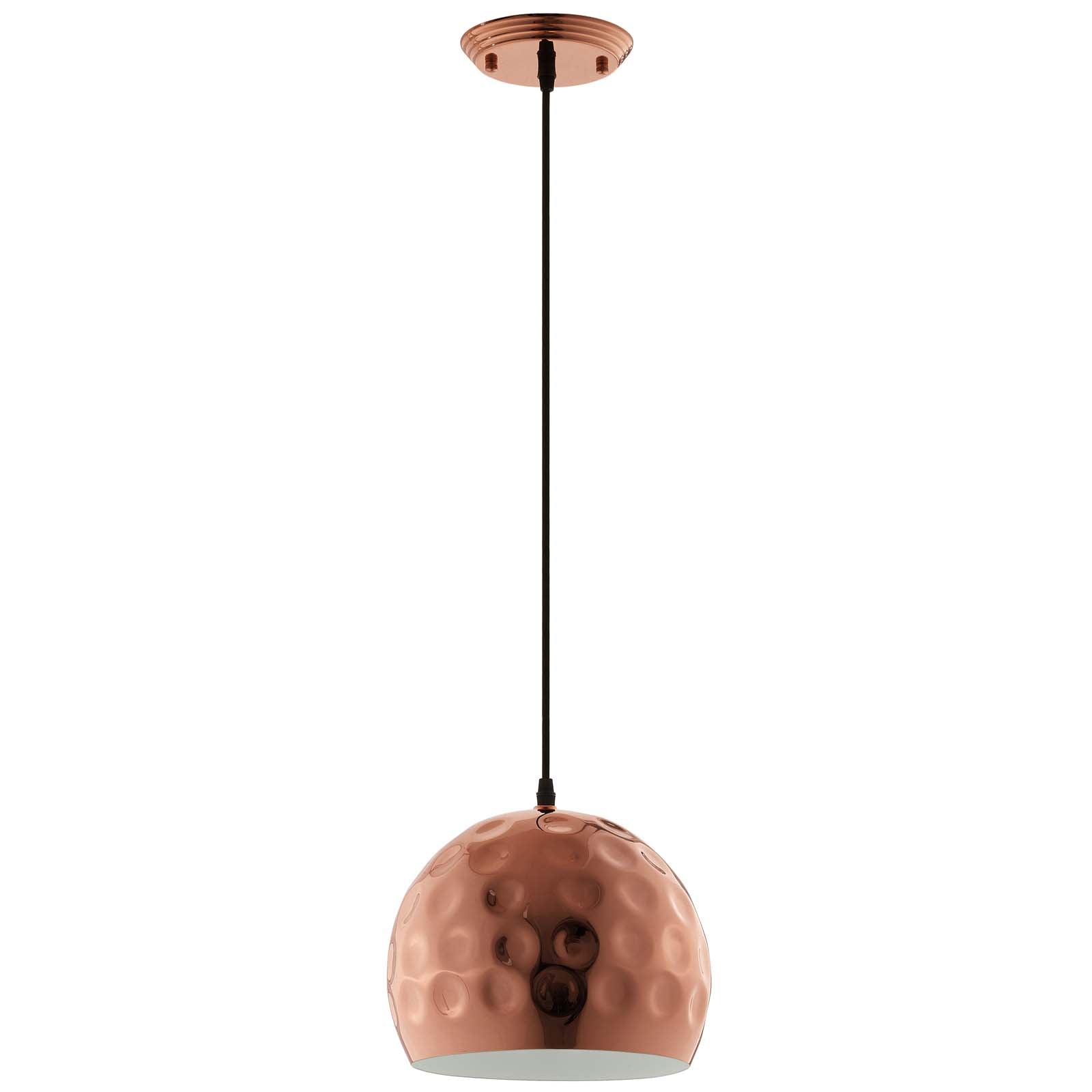 Dimple 10" Half-Sphere Rose Gold Pendant Light by Modway