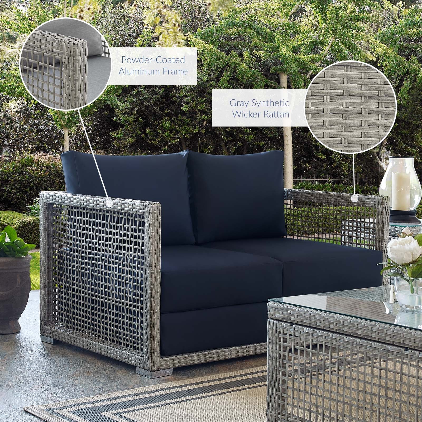 Aura Outdoor Patio Wicker Rattan Loveseat by Modway