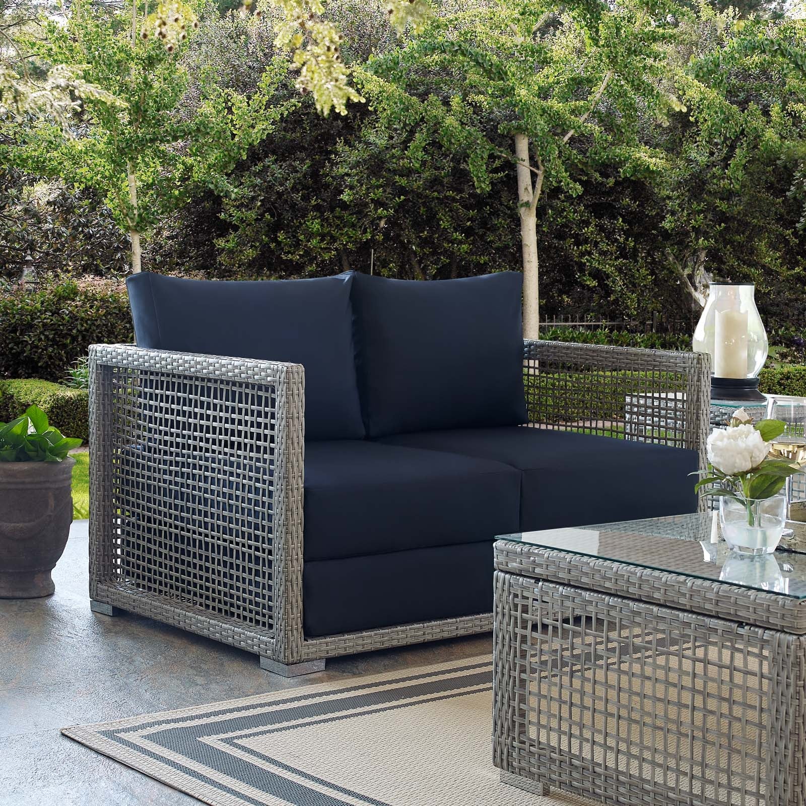 Aura Outdoor Patio Wicker Rattan Loveseat by Modway