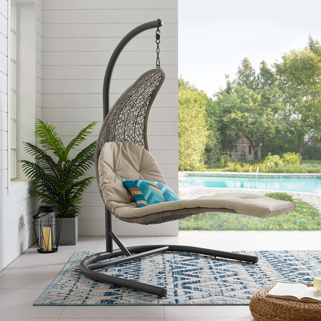 Landscape Hanging Chaise Lounge Outdoor Patio Swing Chair by Modway