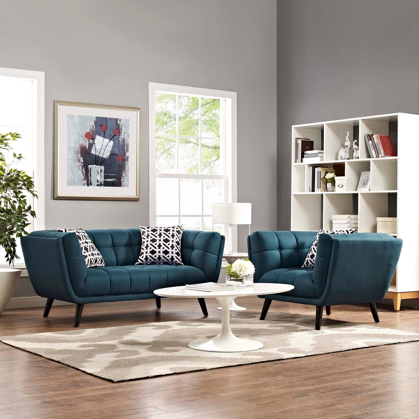 Bestow 2 Piece Upholstered Fabric Loveseat and Armchair Set by Modway