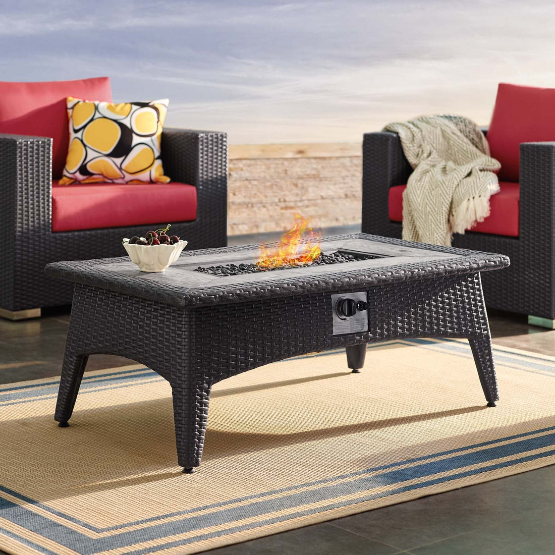 Splendor 43.5" Rectangle Outdoor Patio Fire Pit Table by Modway