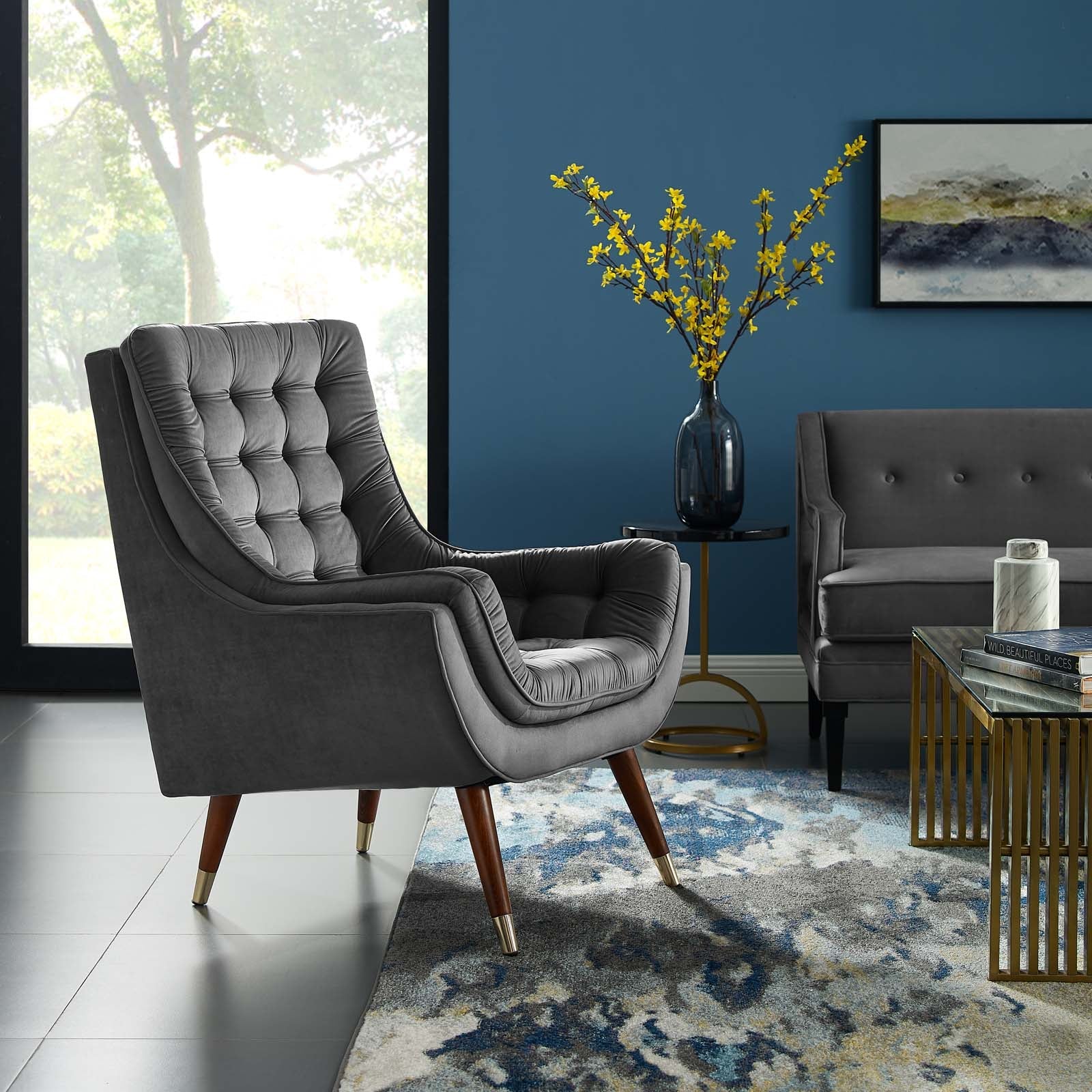 Suggest Button Tufted Performance Velvet Lounge Chair by Modway