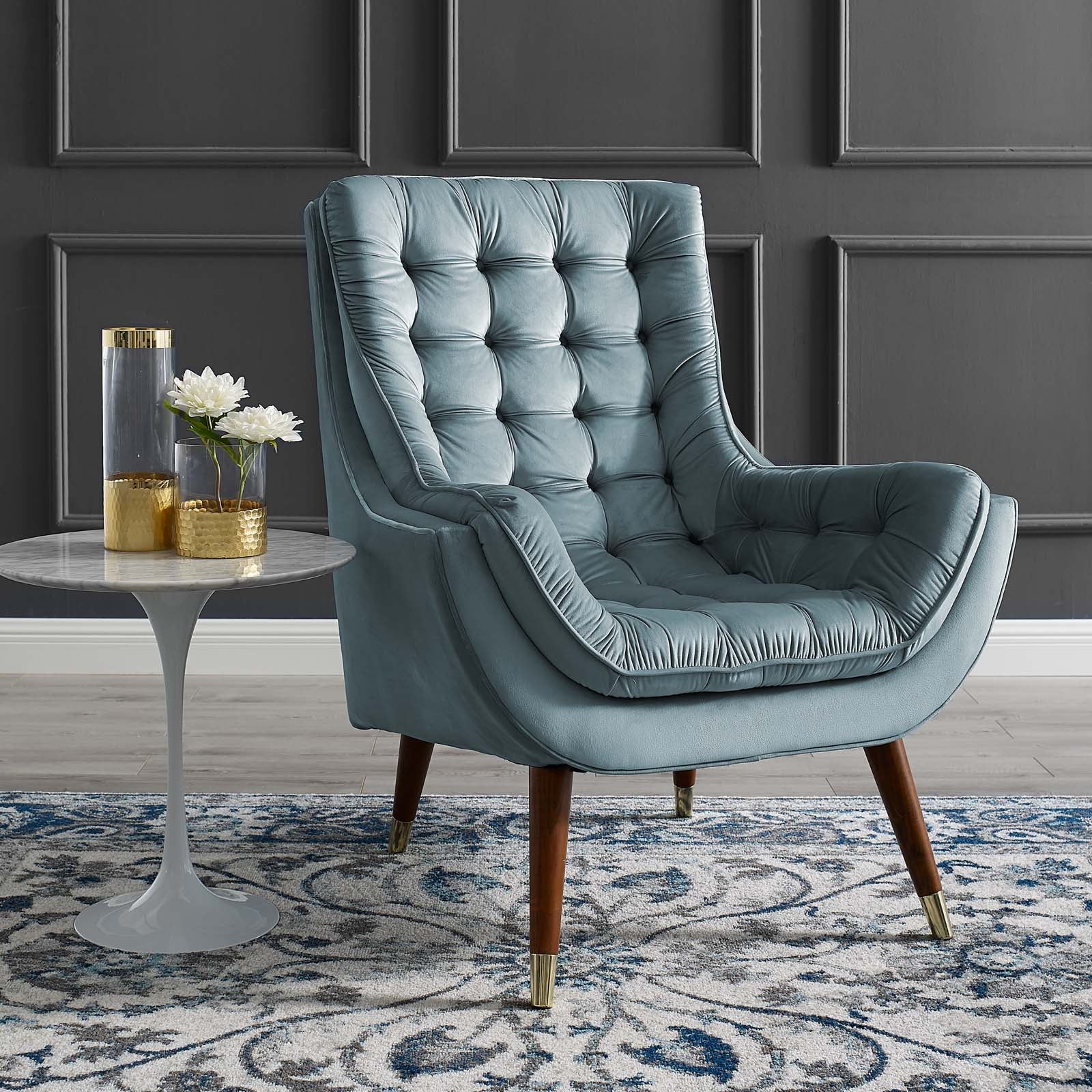 Suggest Button Tufted Performance Velvet Lounge Chair by Modway