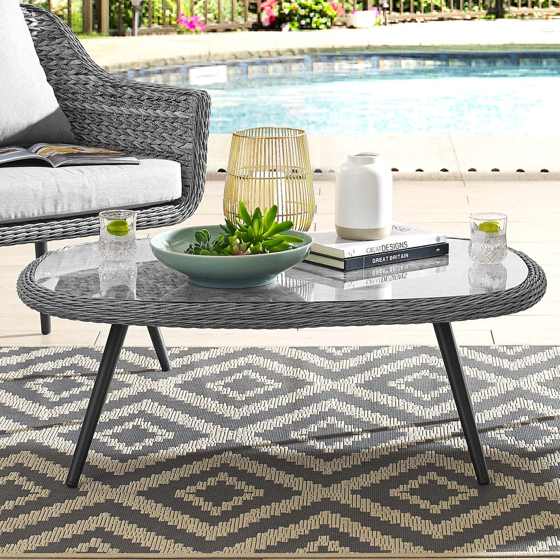 Endeavor Outdoor Patio Wicker Rattan Coffee Table by Modway