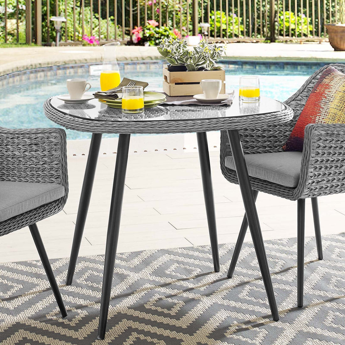Endeavor 36" Outdoor Patio Wicker Rattan Dining Table by Modway