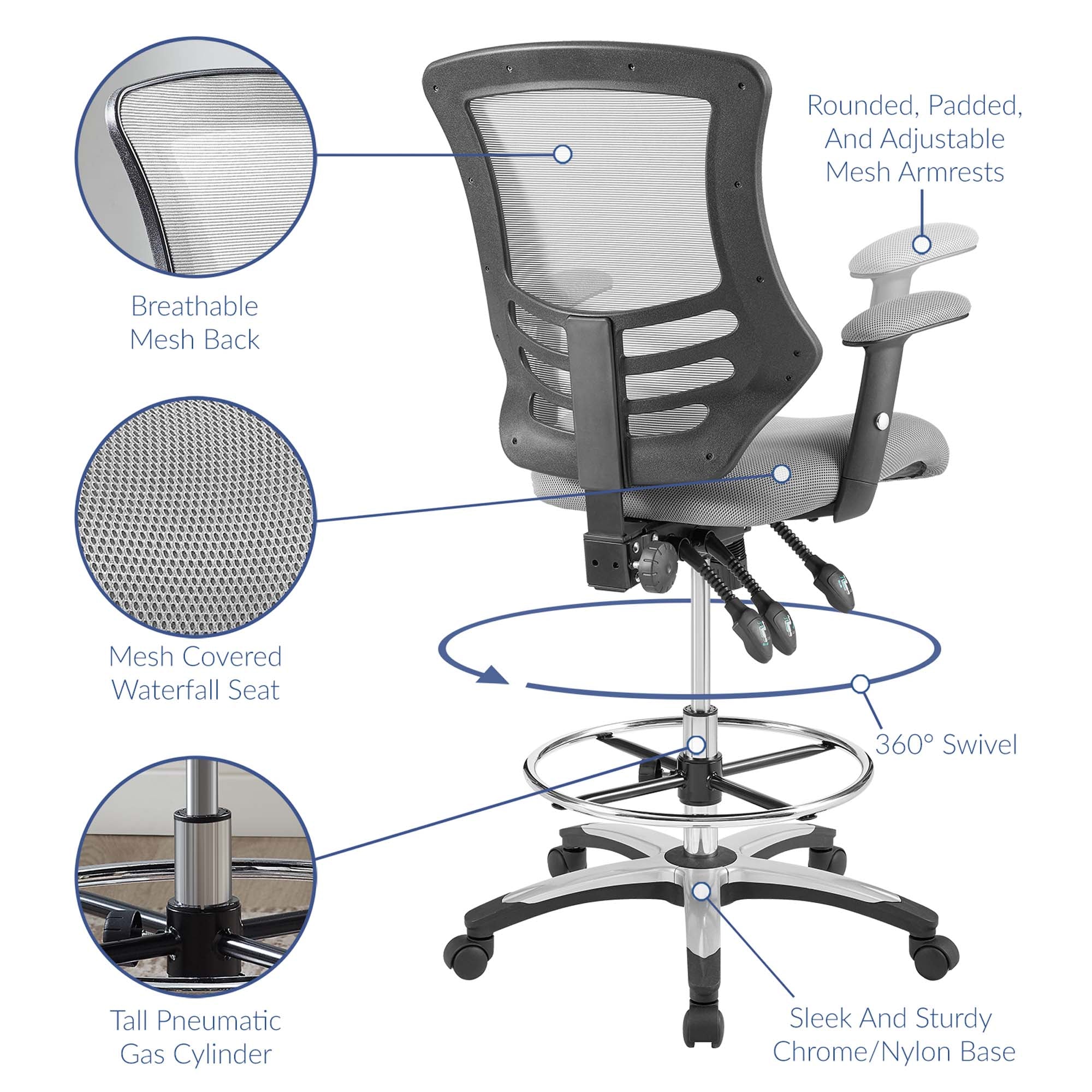 Calibrate Mesh Drafting Chair by Modway