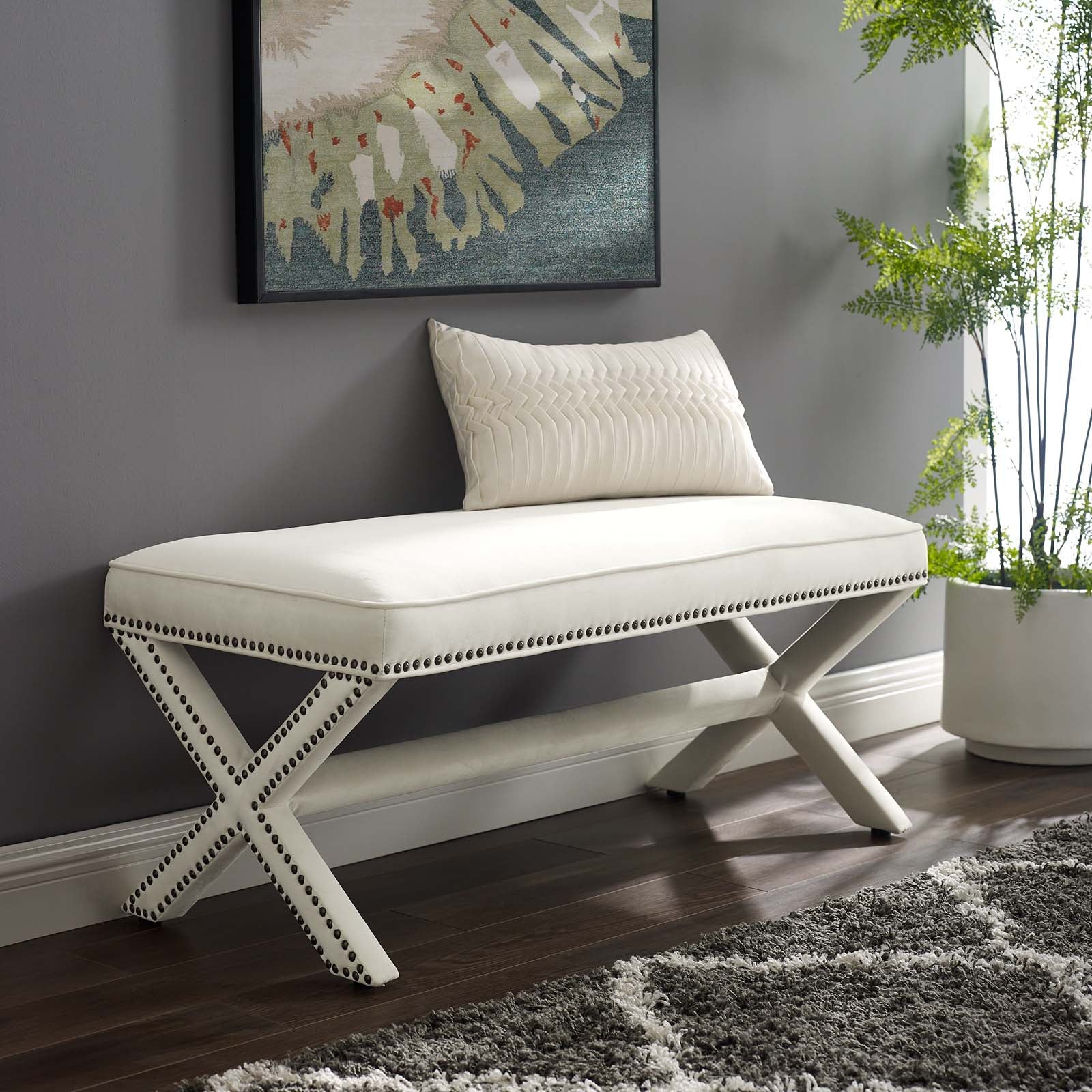 Rivet Performance Velvet Bench by Modway