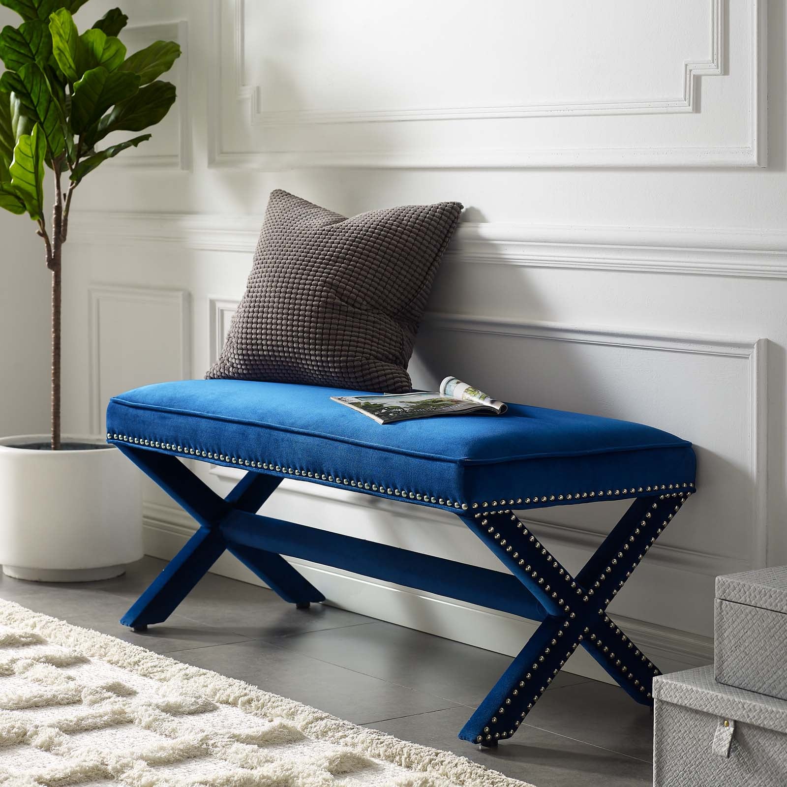 Rivet Performance Velvet Bench by Modway