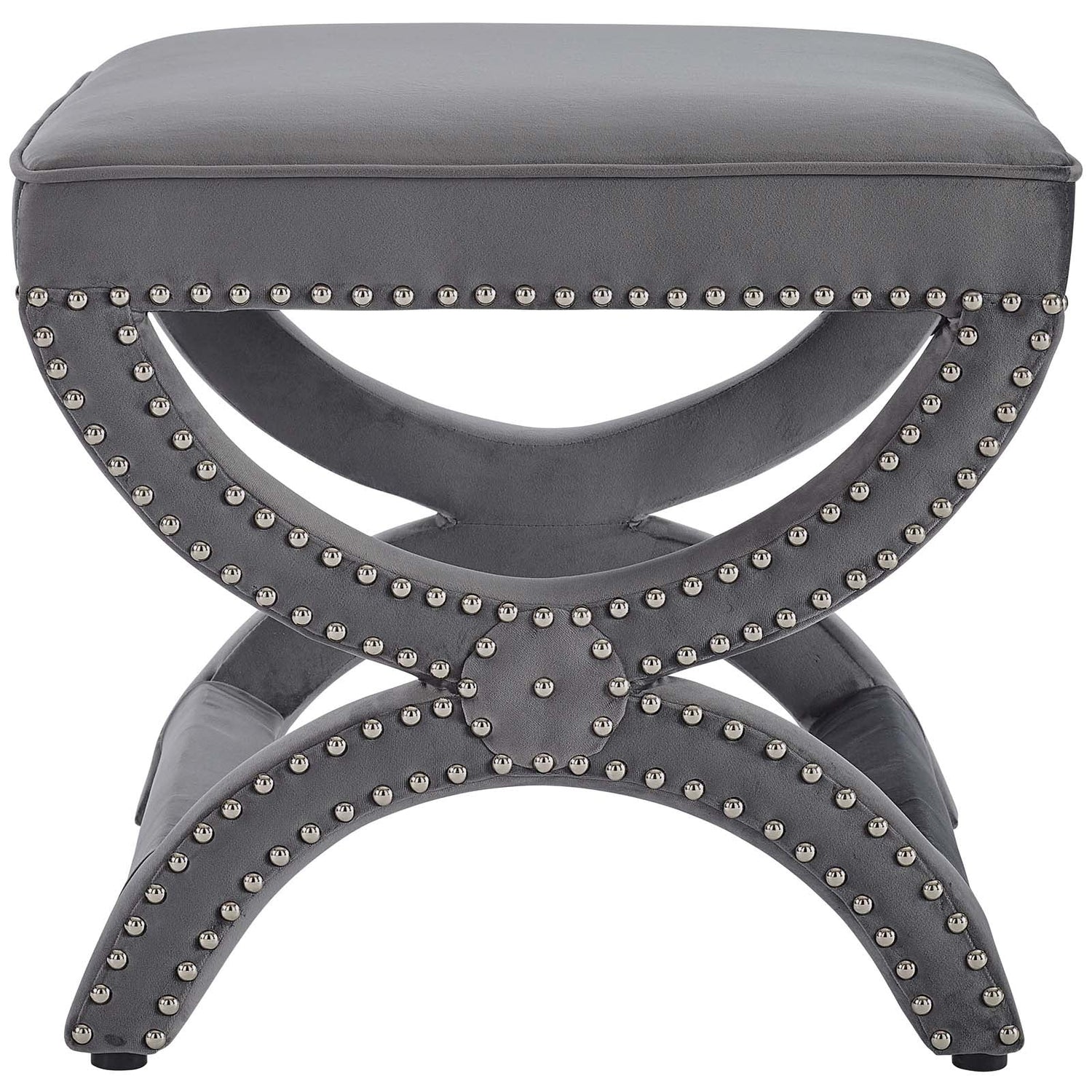 Expound Upholstered Nailhead Trim Performance Velvet Ottoman by Modway