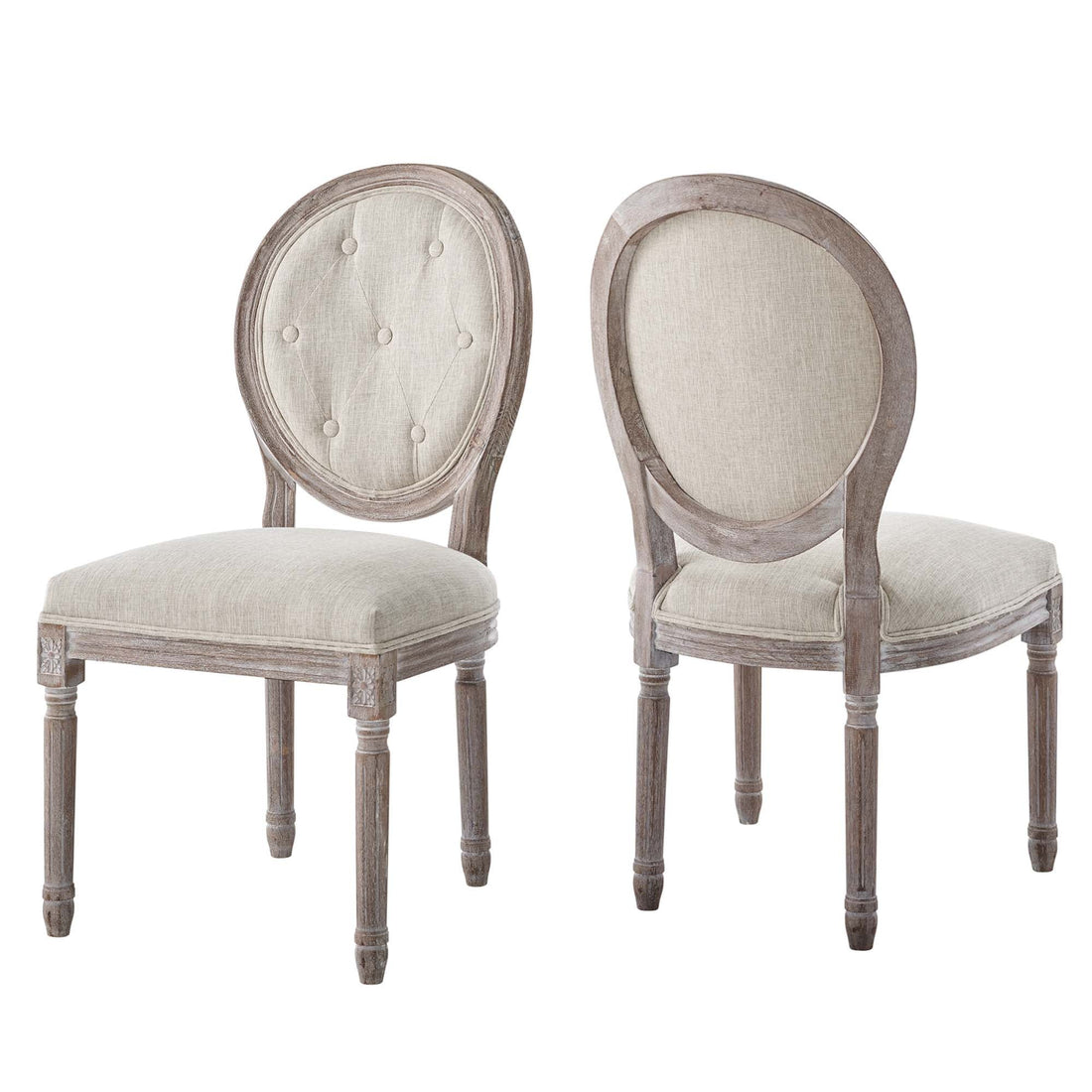 Arise Vintage French Upholstered Fabric Dining Side Chair Set of 2 by Modway