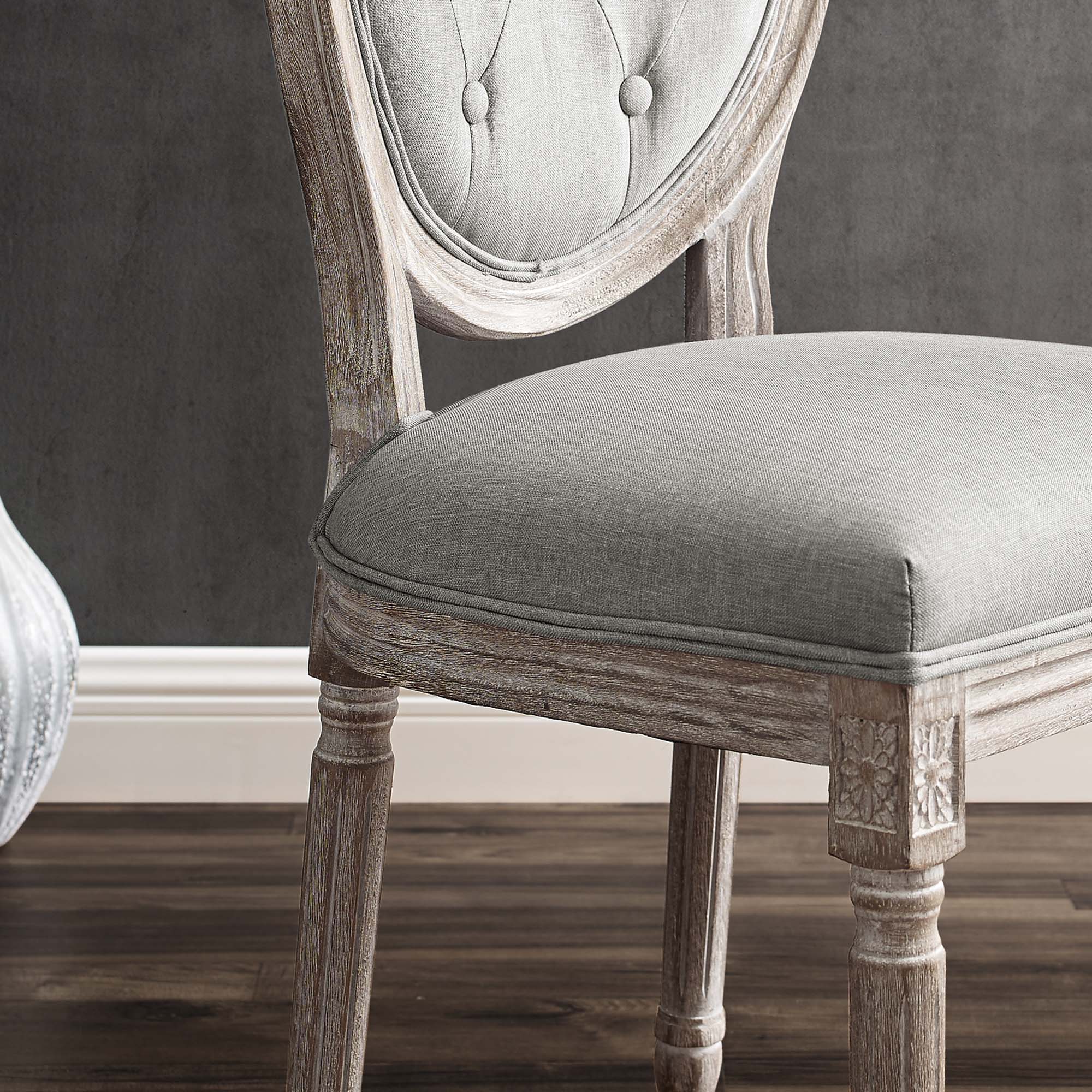 Arise Vintage French Upholstered Fabric Dining Side Chair Set of 2 by Modway