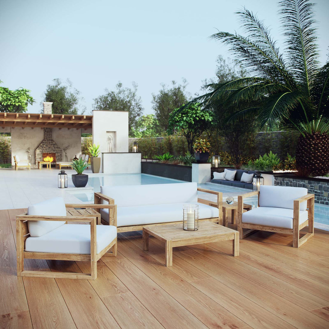 Upland 6 Piece Outdoor Patio Teak Set by Modway