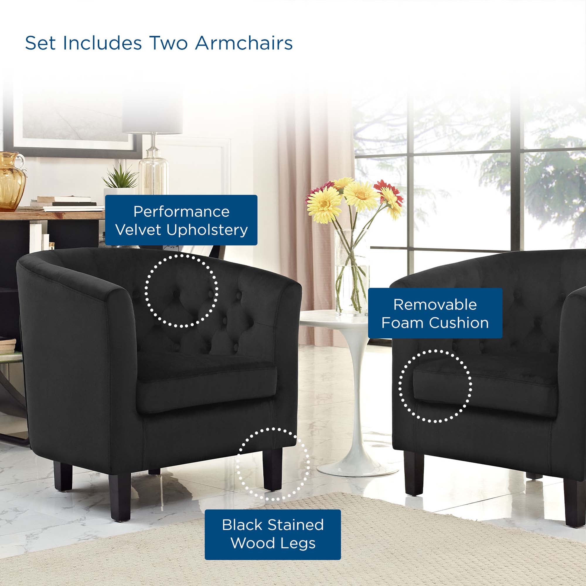 Prospect 2 Piece Performance Velvet Armchair Set by Modway