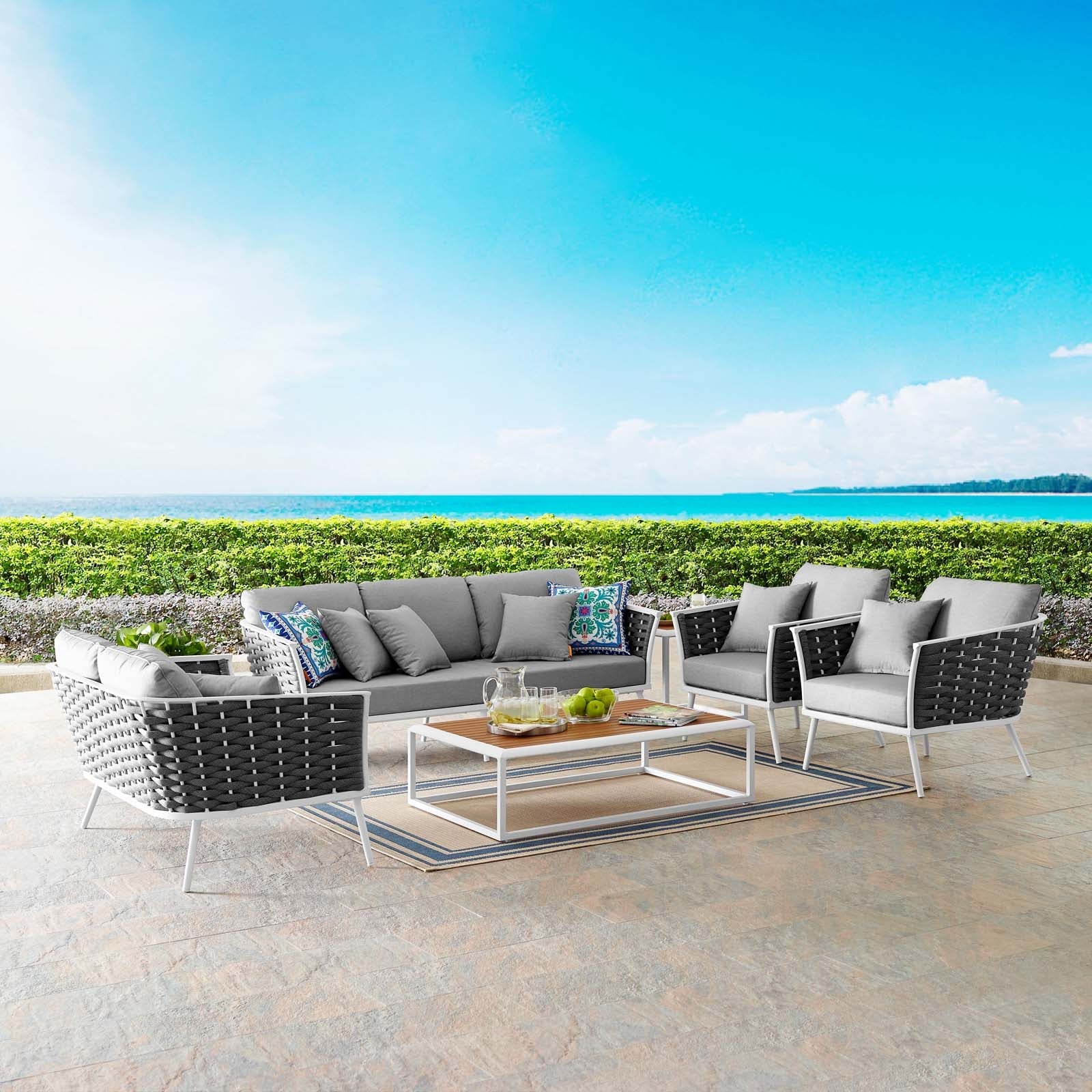 Stance 7 Piece Outdoor Patio Aluminum Sectional Sofa Set by Modway